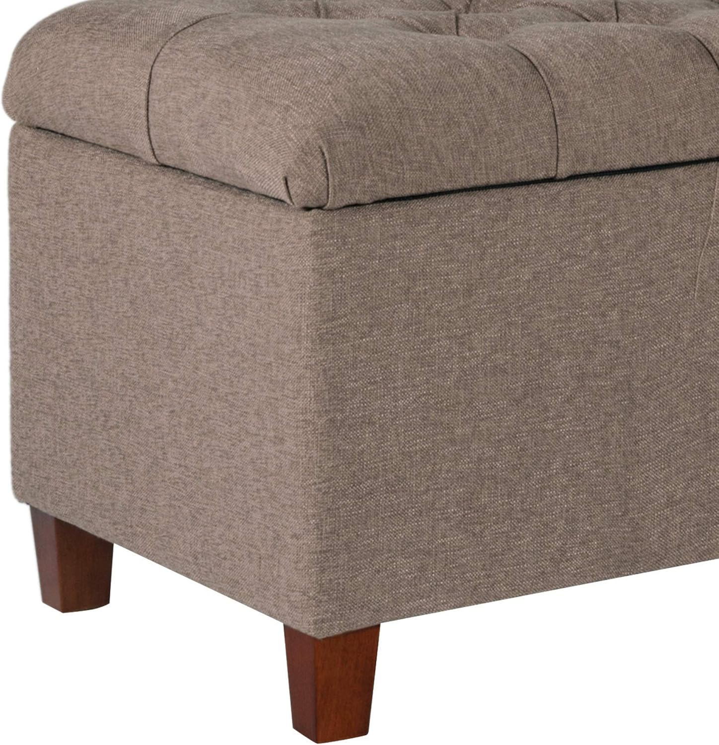 Brown Tufted Fabric Upholstered Wooden Storage Bench