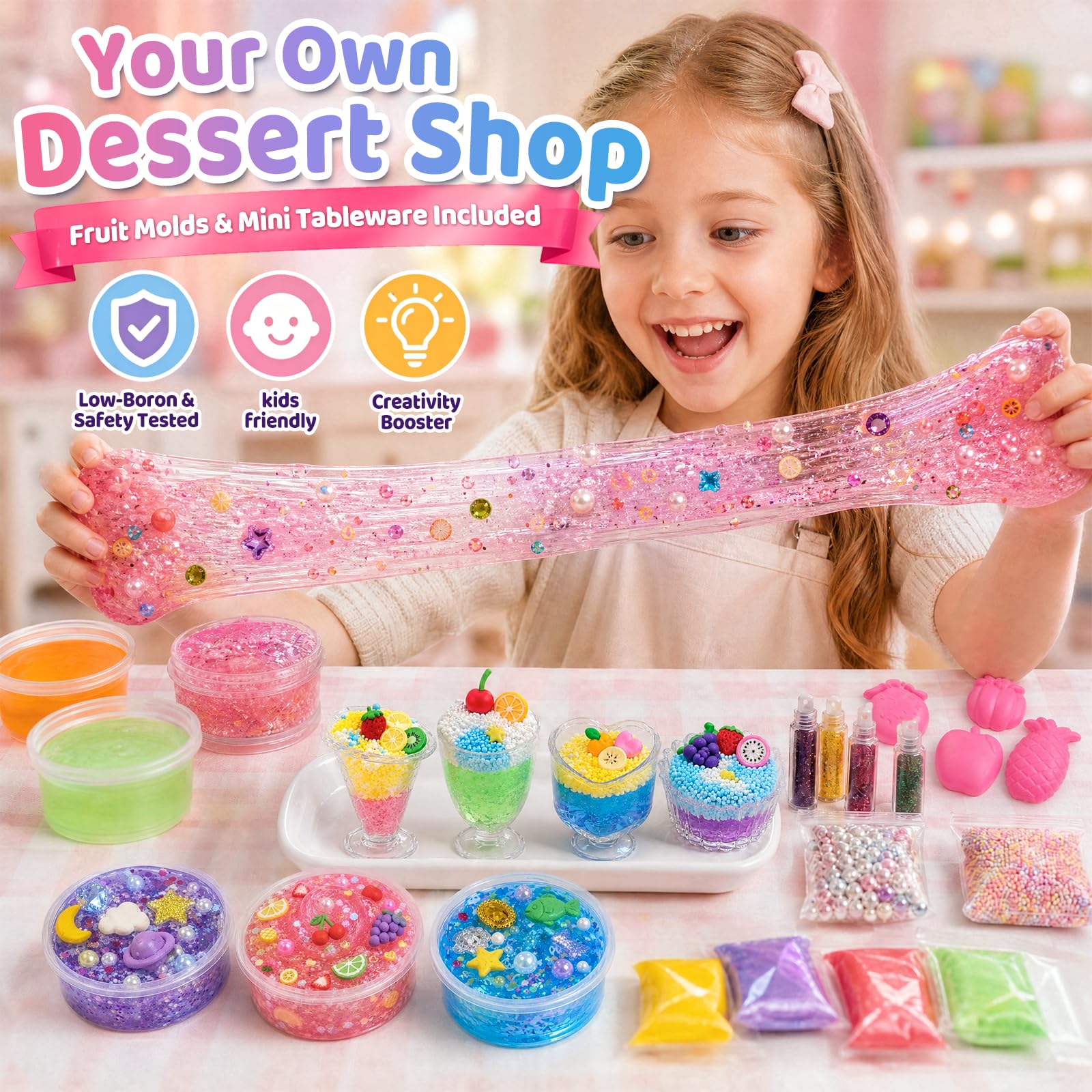 3 otters 24 Pack DIY Slime Kit for Kids with Glow Powder