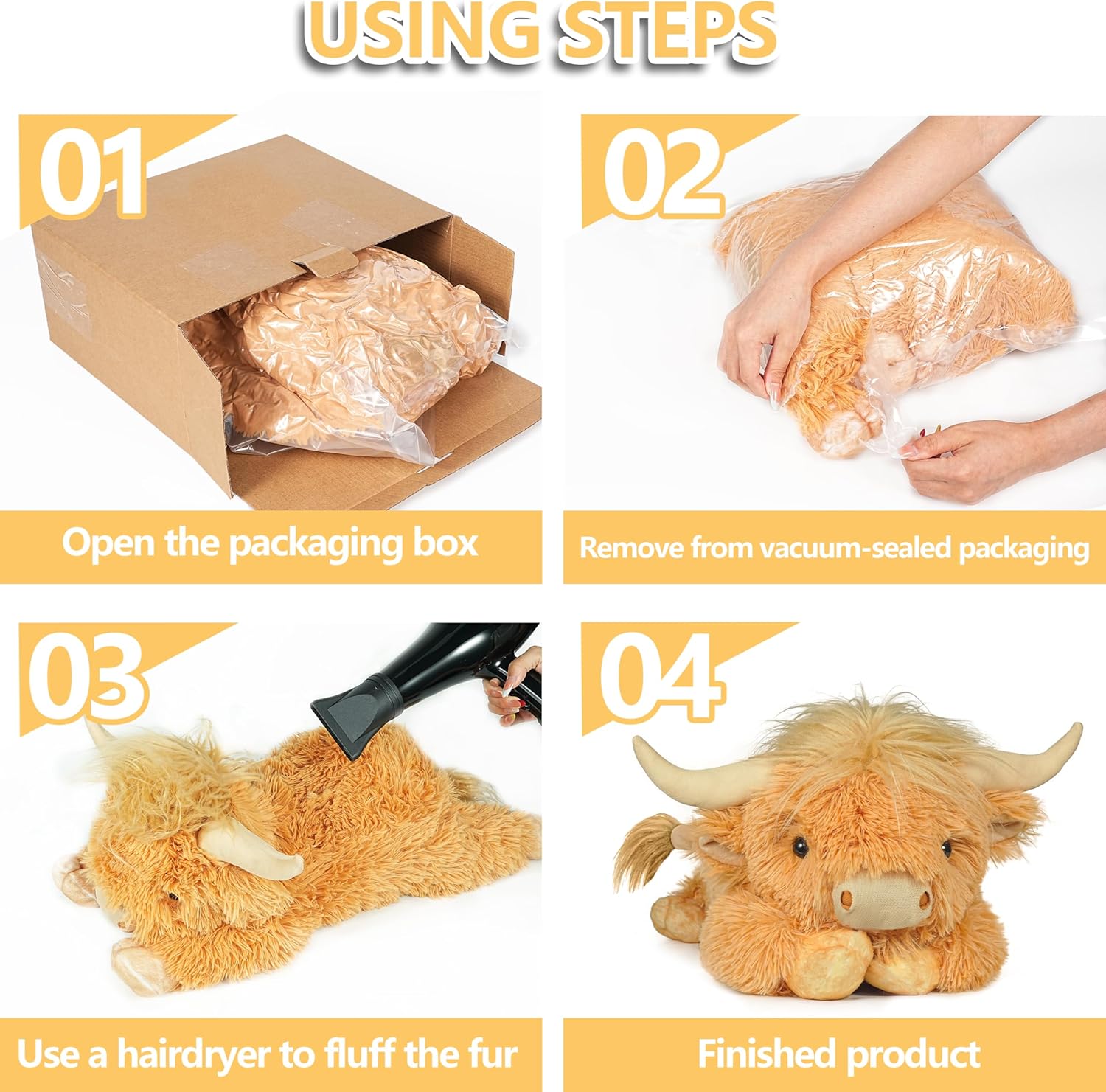 WDXDSOB Weighted Highland Cow Stuffed Animals, 4.2 Lbs Weighted Highland Cow Plush for Kids & Adults, 21.6 Inch Large Cattle Pillow Toy Gift for Christmas Birthday Gift