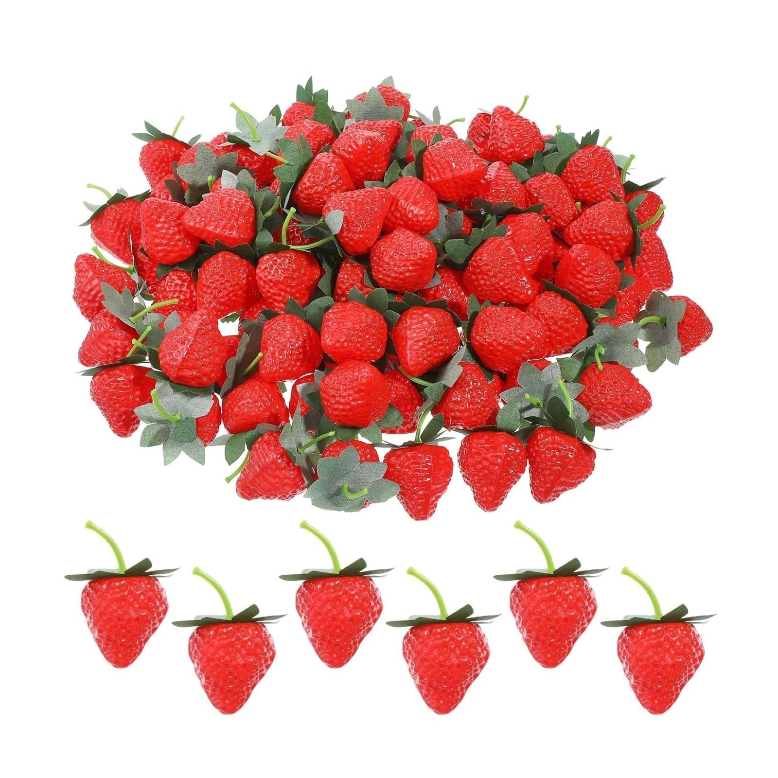 CVdrtyED Reusable Artificial Fruit Display 100 Artificial Strawberries, Red, Photography Props Decoration Kitchen Ornaments