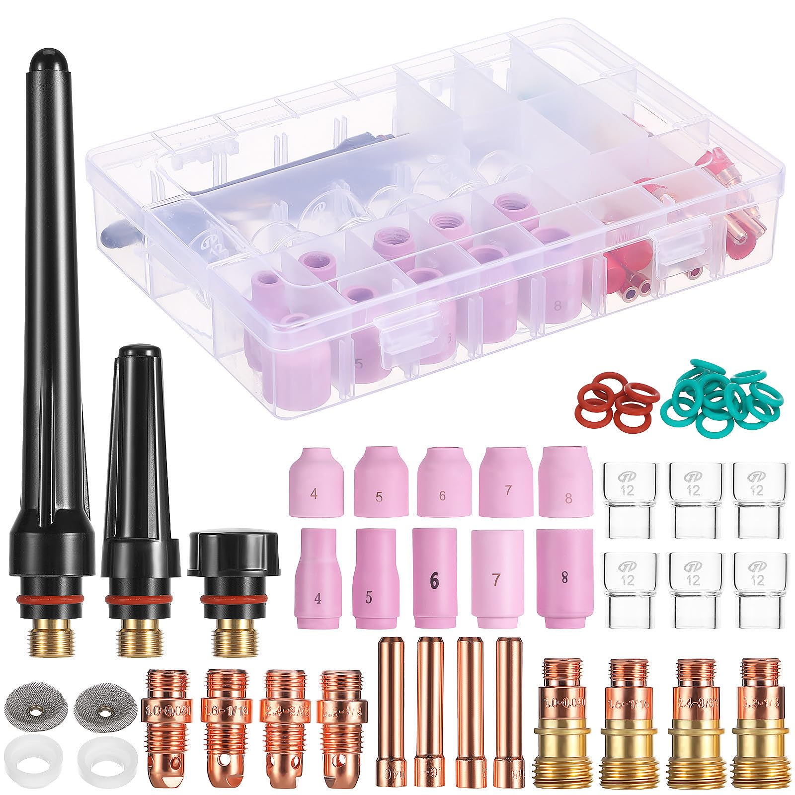 YARNOW Kit de Accesorios de Soldadura Tig 71 Piezas de Acero Inoxidable y Plástico, Portátil y Duradero para Proyectos de Soldadura Profesionales y Bricolaje