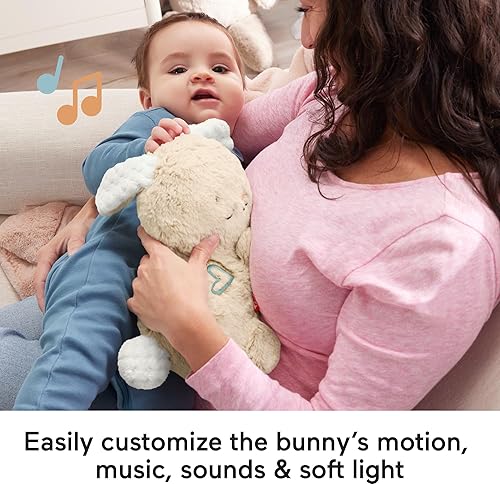 Miniatura 4 de Fisher-Price Baby Sound Machine Soothe & Settle Bunny - Juguete de peluche portátil con música, luces y movimiento para recién nacidos