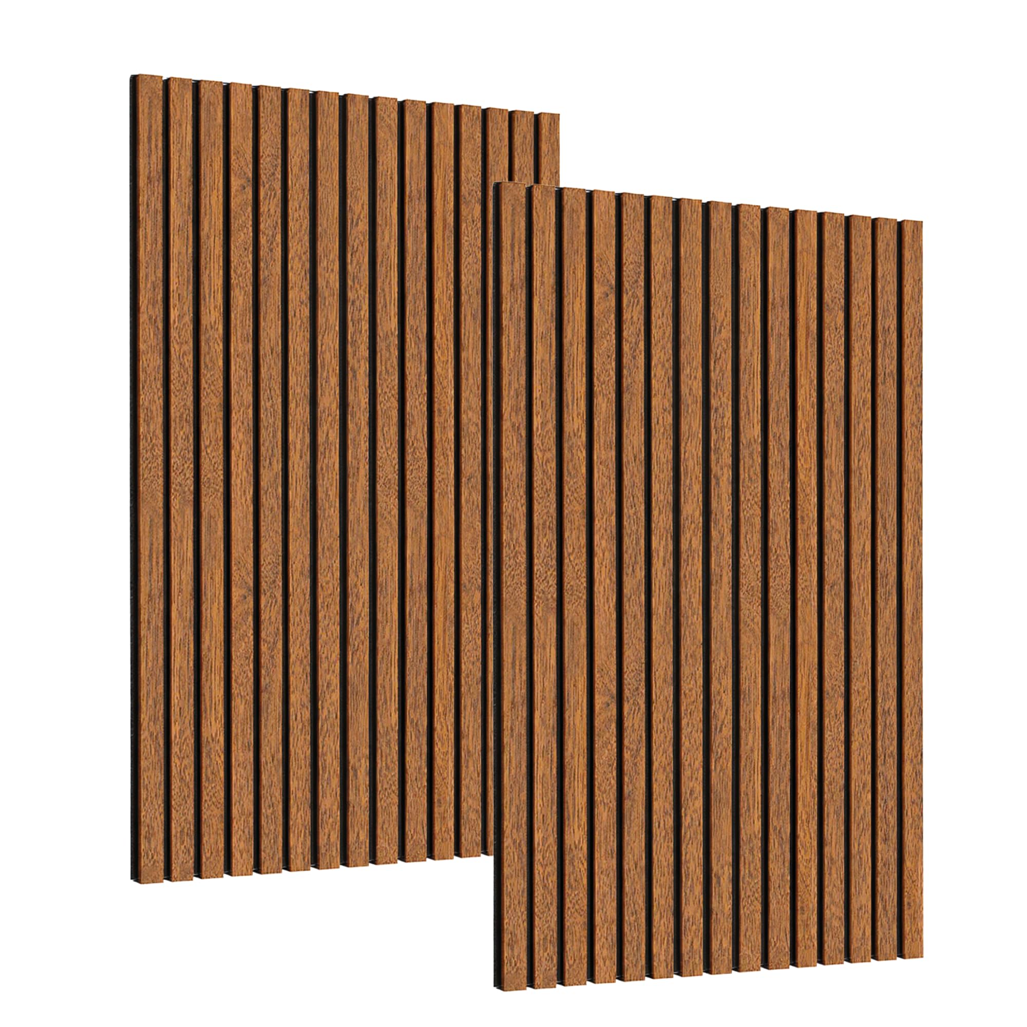 Decoranddecor Acoustic Slat Wood Wall Panels and Ceiling Panelling Decorative 3D MDF 120 cm x 60 cm Walnut - 2 Pack
