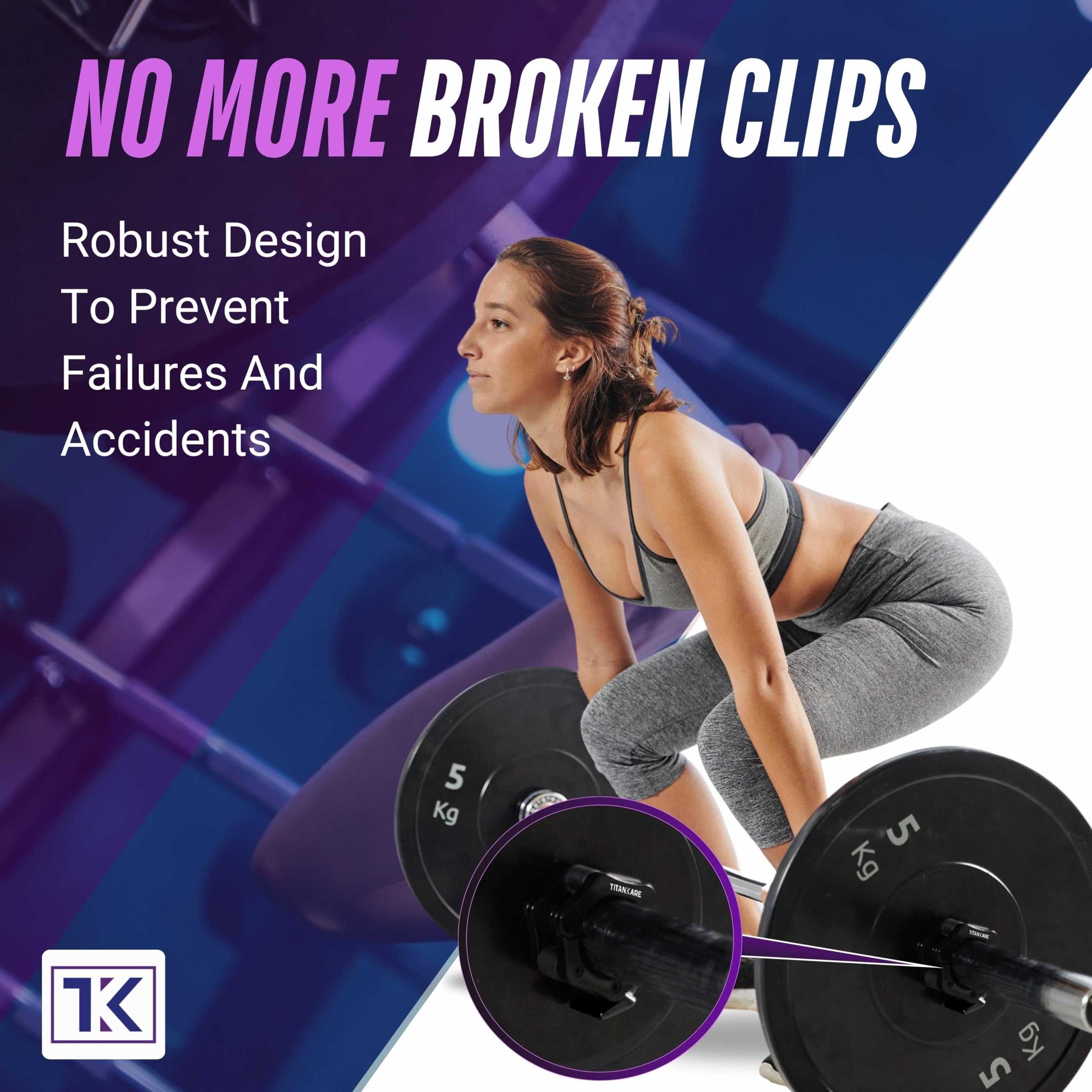 TITANKARE Olympic Barbell Clips & Clamps - 2 Inch Quick Release Bar Clips for Gym & Home Barbell Accessories - Image 3