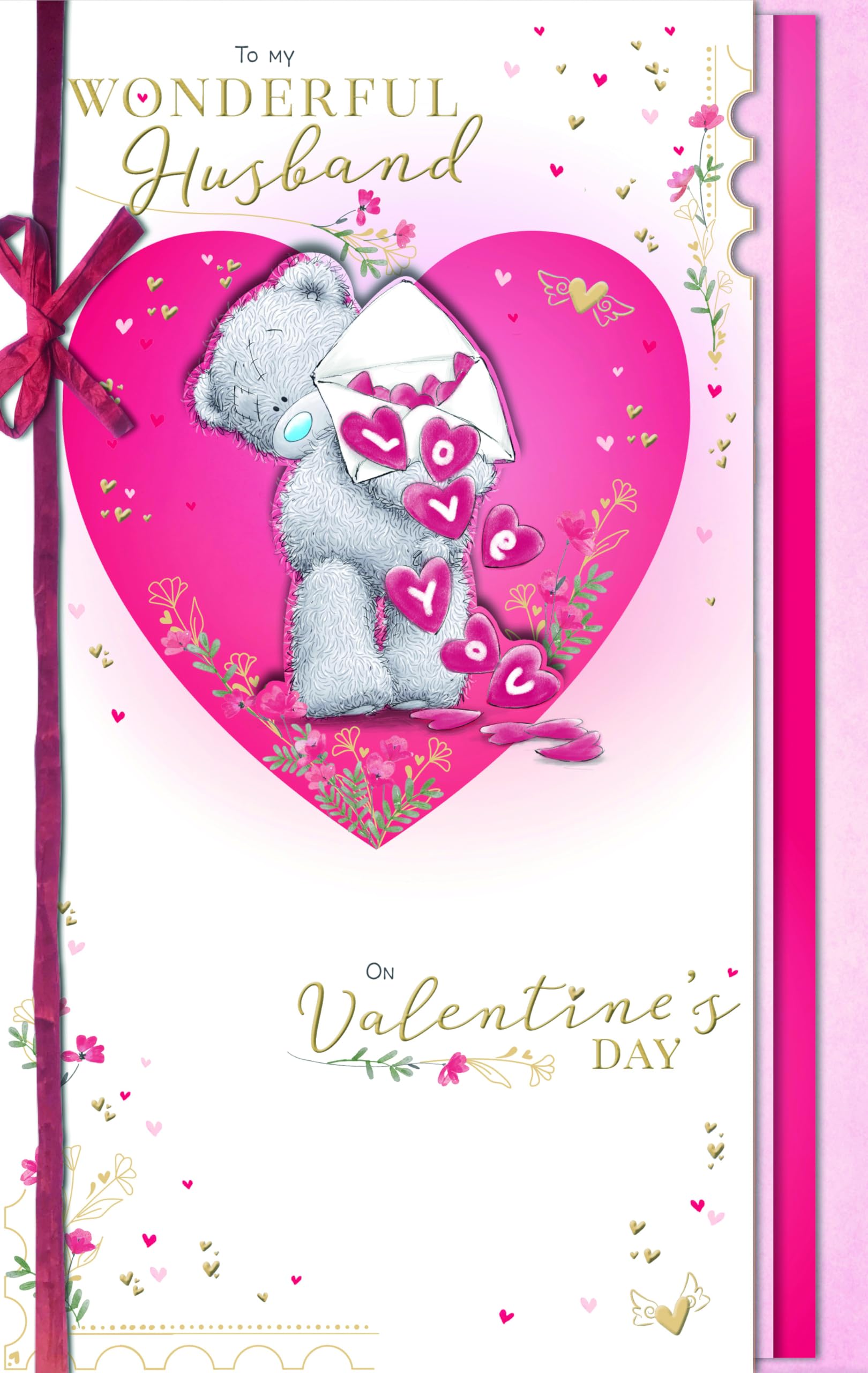 Me To You Tatty Teddy Luxury Hand Made Valentine's Day Card 'To my Wonderful Husband' 7 x 11 - Official Collection