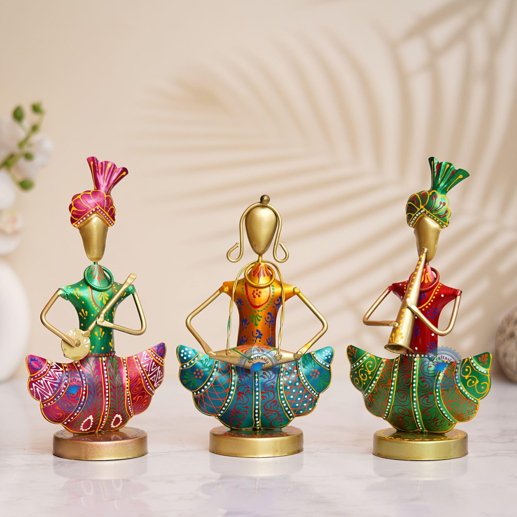 Hand-Painted Indian Musician Figurines - Set of 2 -9 Hand-Painted Indian Musician Figurines - Set of 2 -9