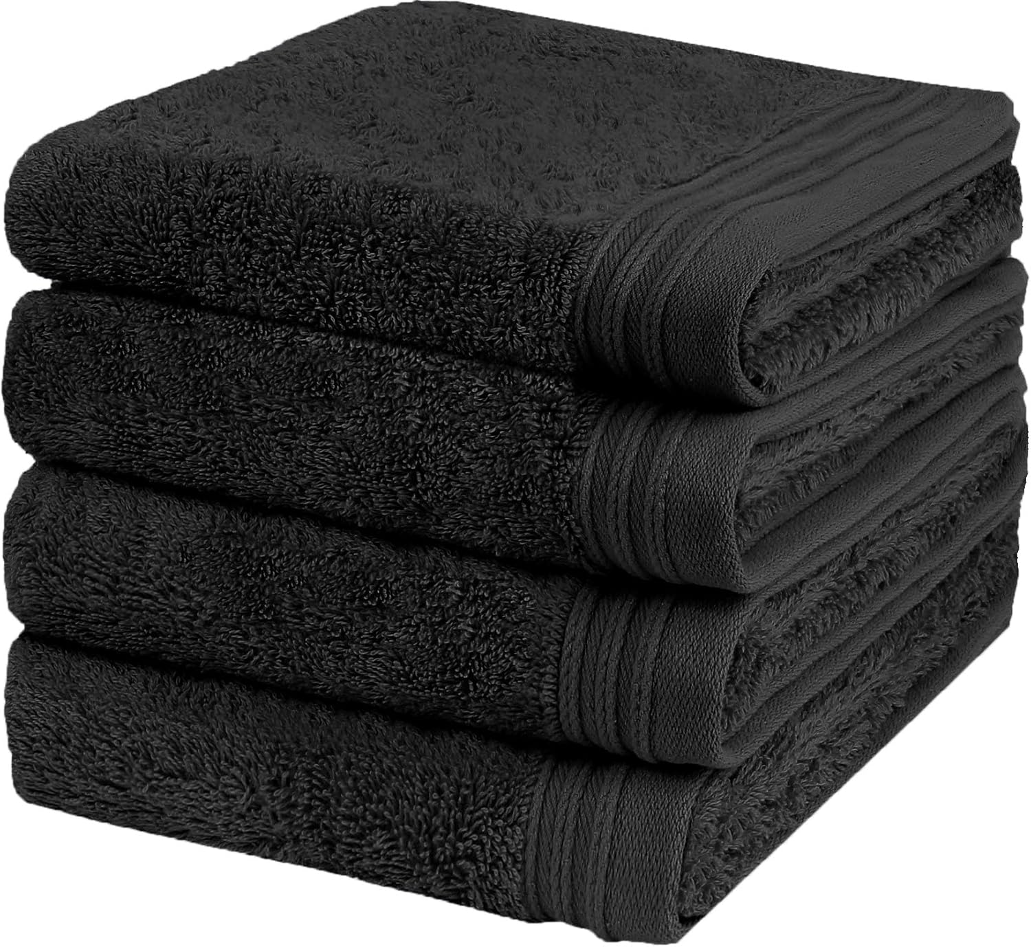 Weidemans Premium Towel Set of 4 Hand Towels 18" x 30" Color Black Pure Cotton