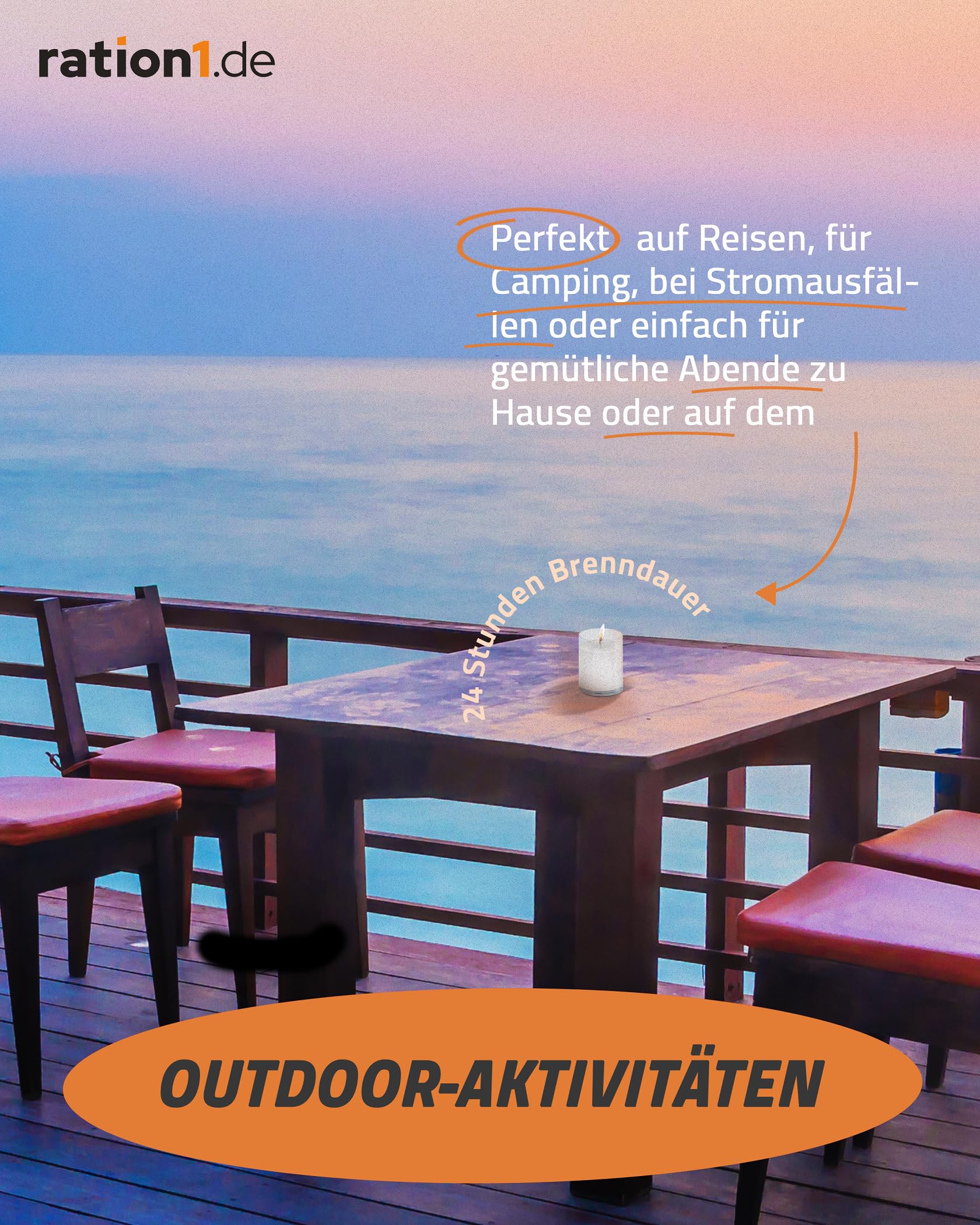 ration1 Teelichter Set 100 Stück, Kerzen mit 24 Stunden Brenndauer, Transparente Kunststoffhülle, weiß, ohne Duft, für Innen & Außen, Feste, Gastro, Balkon, Camping, Outdoor, Zuhause & Notfall