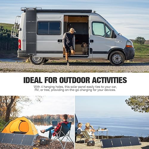 Miniatura 4 de Panel solar portátil de 120 W para generador de central eléctrica, ultraligero 5.7 libras, 25% de alta eficiencia IP65 impermeable, cargador de