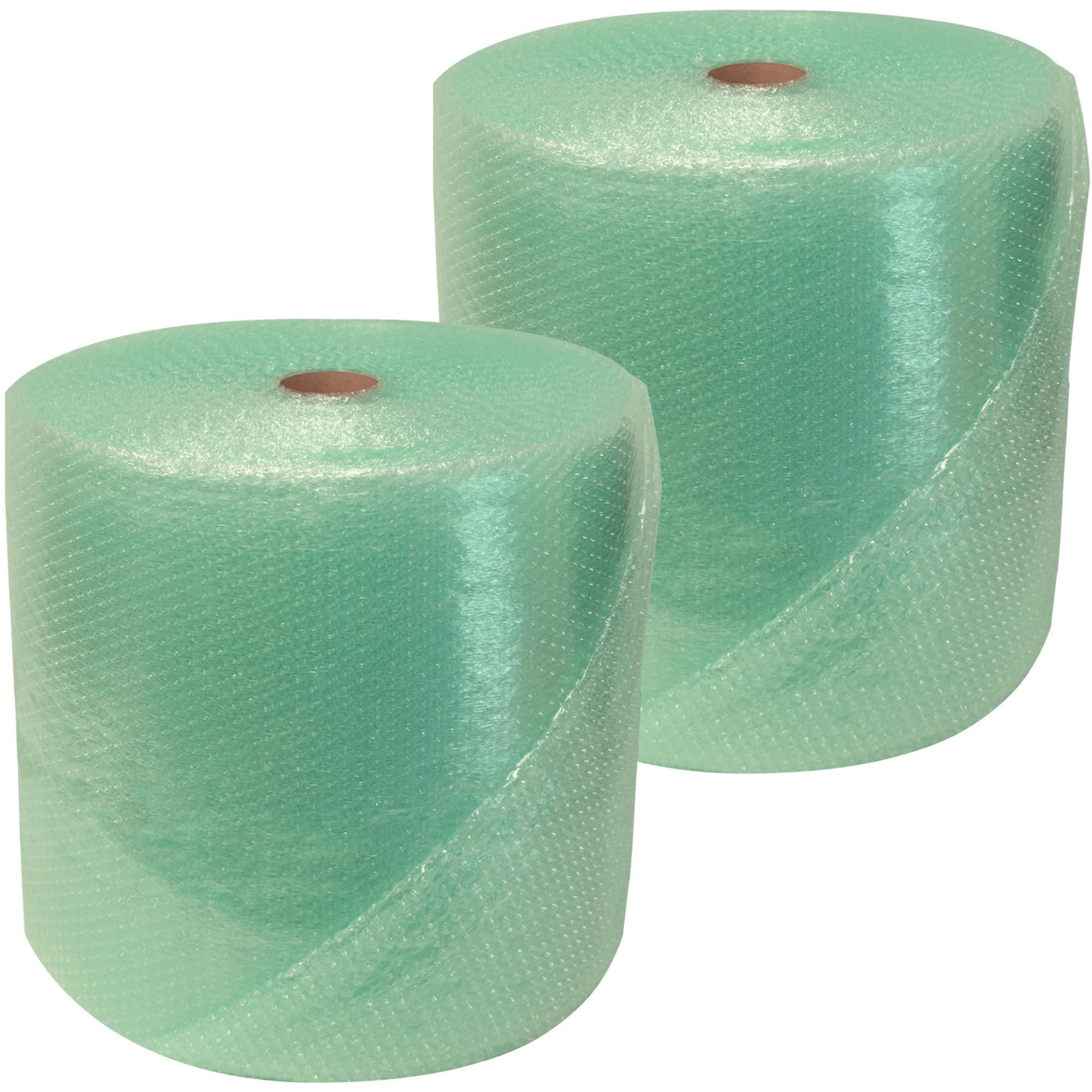 Globe Packaging 2 Rolls of 500mm x 100m Large Green Biodegradable Bubble Wrap Roll with Small Air Bubbles - Cushioning & Protection Packaging for Moving House, Ecommerce and Storage