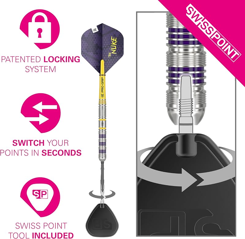 Target Darts Luke Littler Loadout 90% Tungsten Acél Hegyes Darts Készlet 22G/23G/24G - Swiss Point Technológiával, Pro Grip Szárral és No.2 