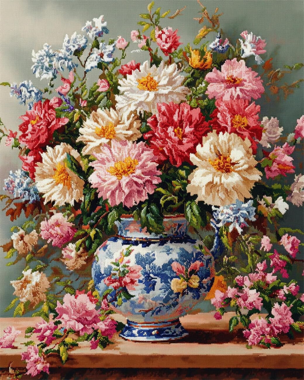 AMBATTERY 0 DIY Embroidery Beads Set Colorful Flowers Bead Embroidery Kit for Adults Needlepoint Tapestry Set Beaded Stitching 50x60cm
