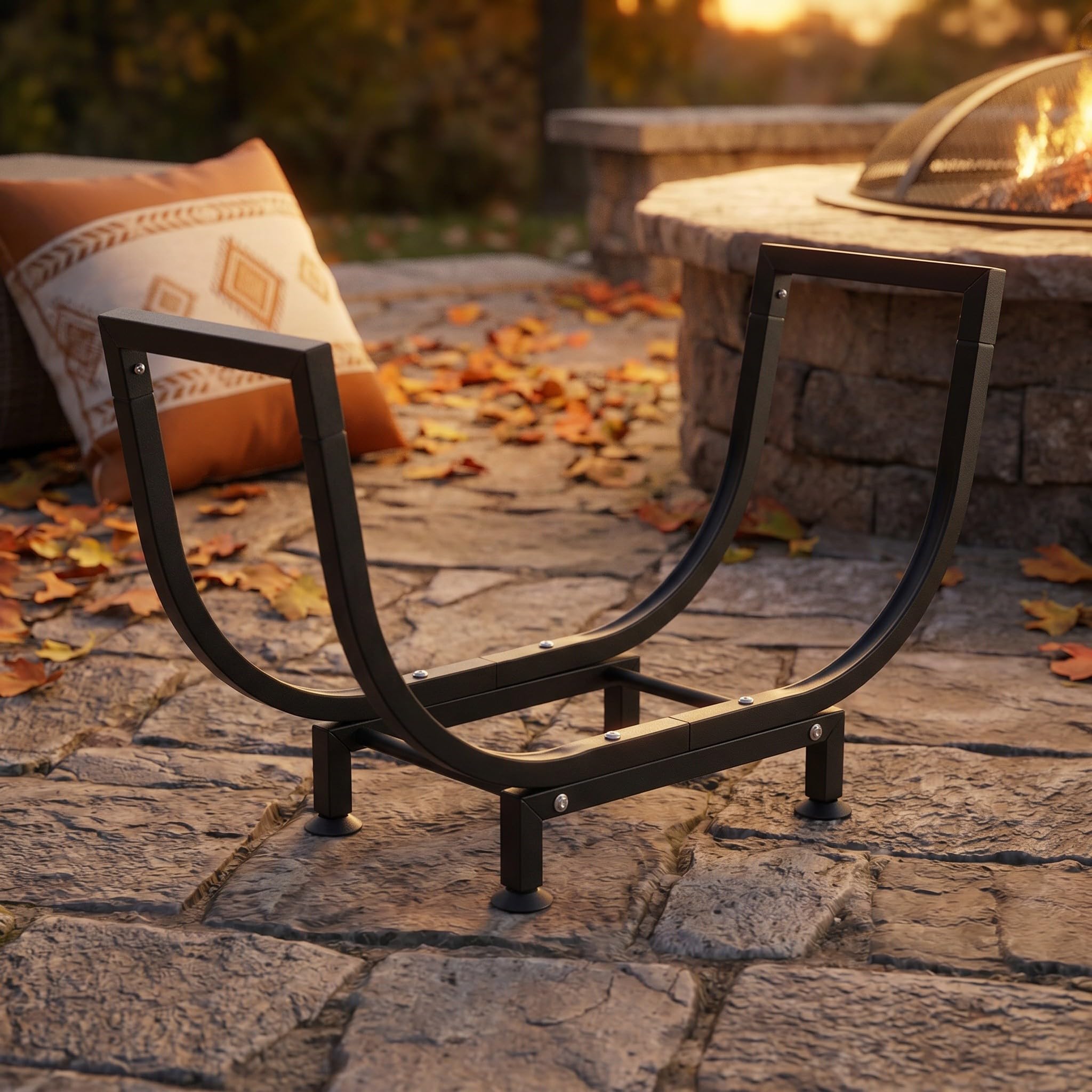 Artibetter Porta legna da ardere: Porta legna da ardere per - da esterno resistente da 60 cm - Supporto per da in acciaio al carbonio per giardino, patio e cortile.
