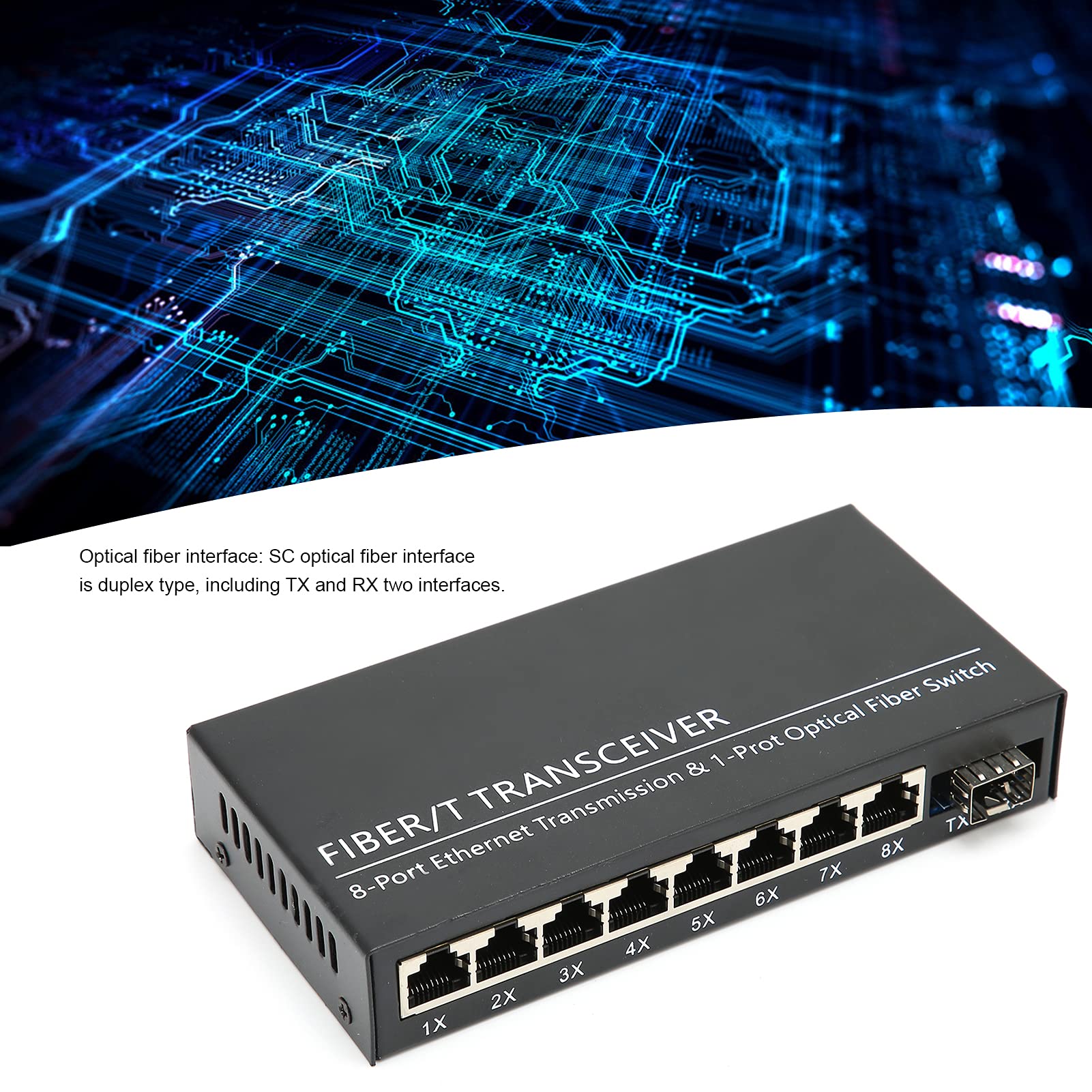 Commutateur Gigabit Convertisseur de Fibre Monomode Ethernet 8 Ports avec compatibilité Adaptative 0/100/1000M
