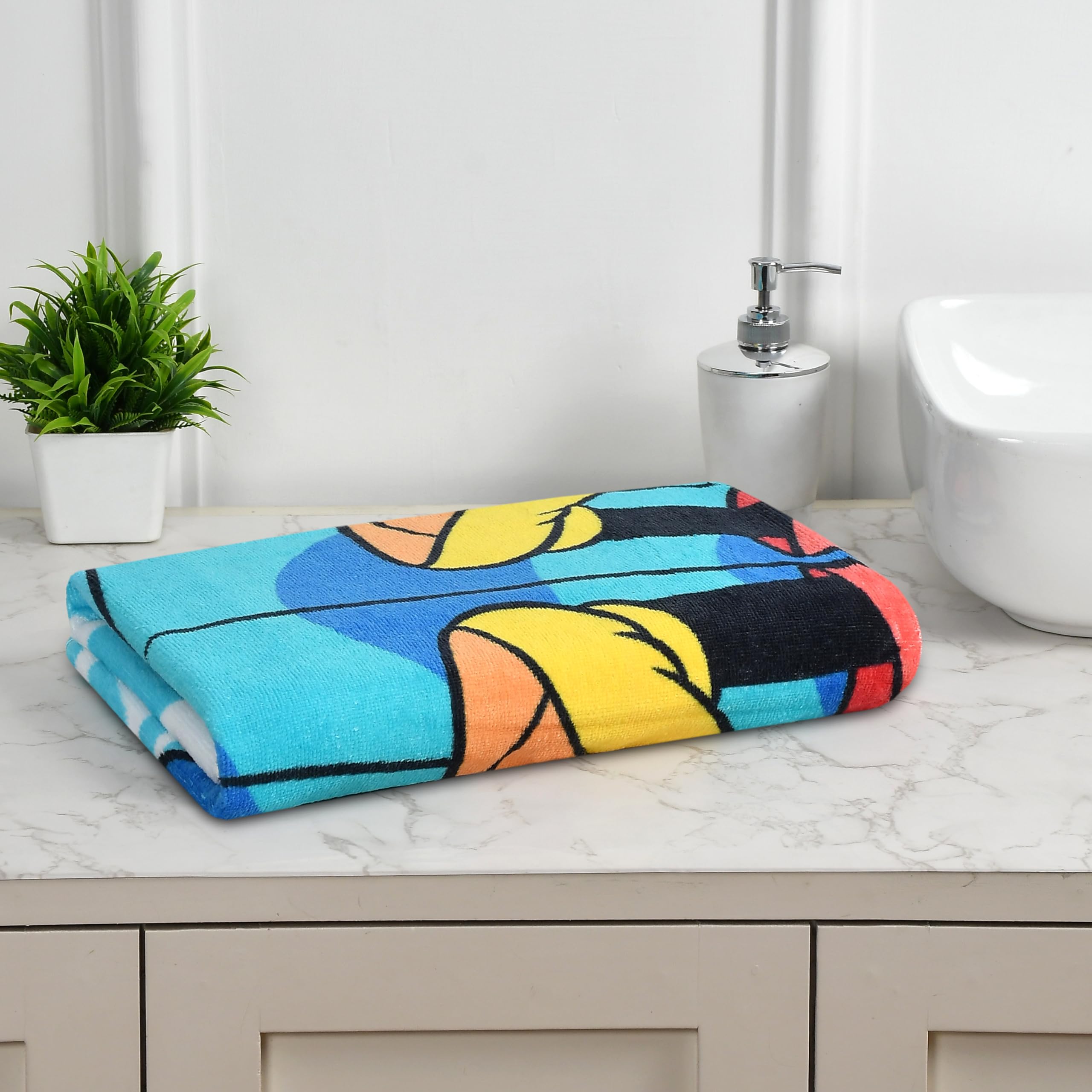 FRESH FROM LOOM 100% Cotton Fur Bath Towel for Kids | Cartoon Printed Boys & Girls Towels | Skin Friendly Tauliya | Hypoallergenic Fabric | Anti -Fade Cloth | Double Stitched Edge (27x54 Inches) 4