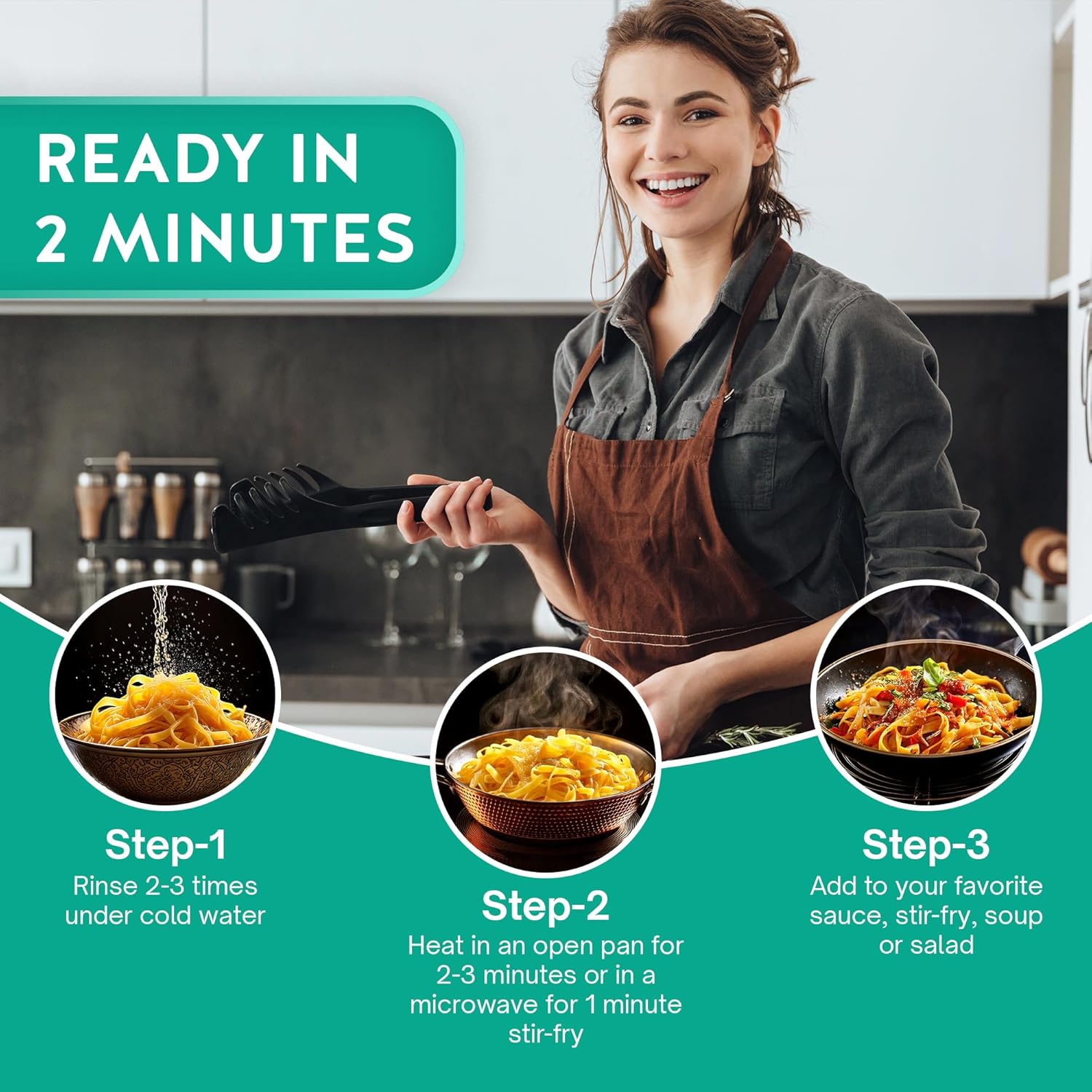 Nashi Shirataki Konjac Fettuccine Noodles - Pack of 8 | Glucomannan Premium Recipe, Keto-Friendly | Low-Calorie, Zero-Carb, Vegan & Gluten-Free, Odour-Free, High Fiber | Ready-to-Eat Food | 53.61 oz