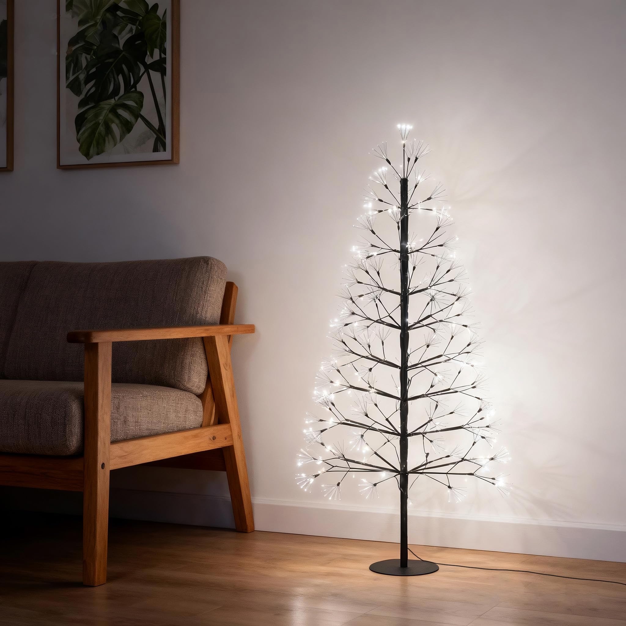 UISEBRT Árbol de Navidad LED con 2000 luces y decoración de nieve, IP44 Impermeable, árbol de Navidad artificial para Navidad, boda, cumpleaños, fiesta, primavera, interior, exterior, 180 cm, blanco