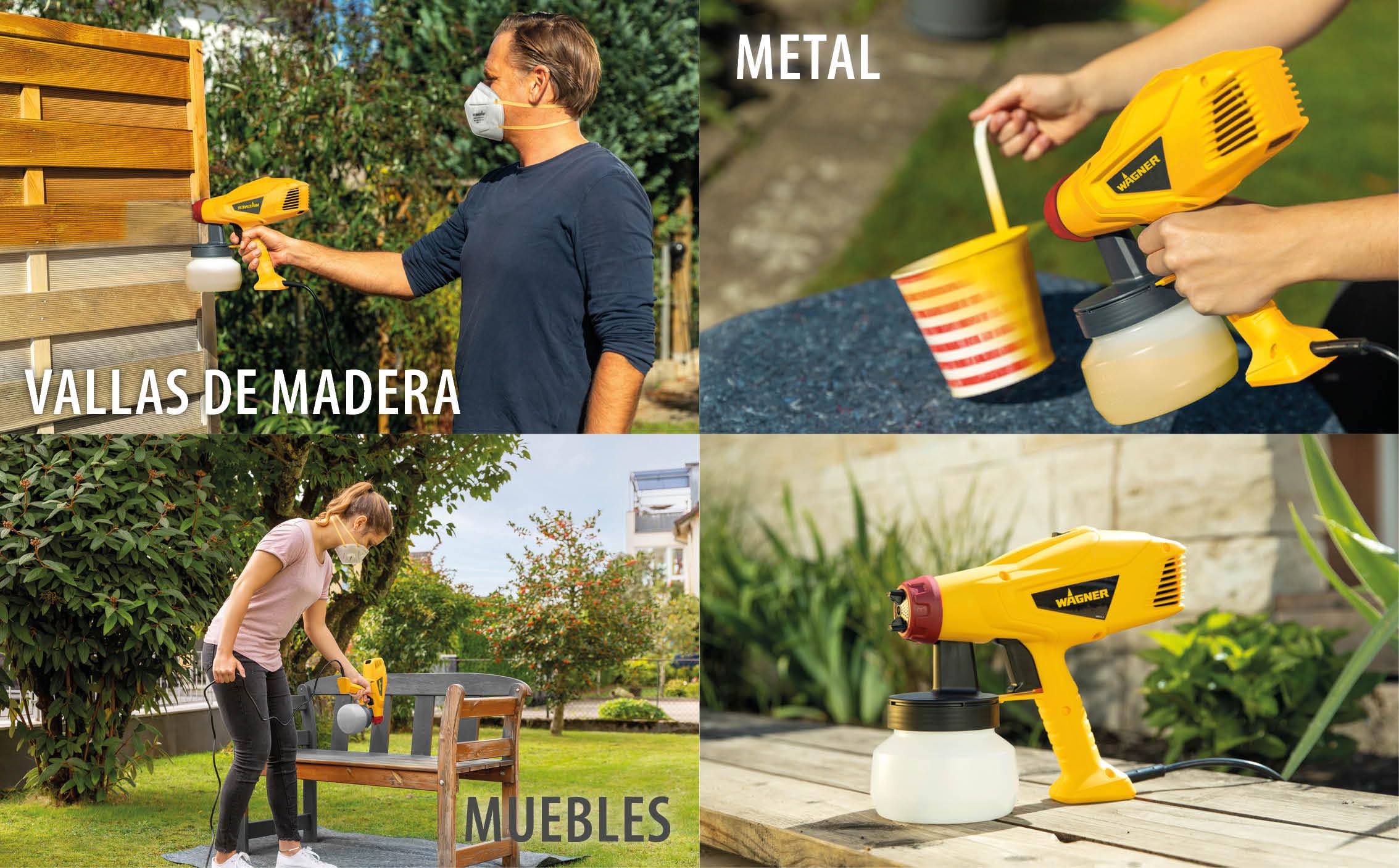 WAGNER pulverizador de Pintura Wood&Metal Sprayer W125 para Barnices y esmaltes para Interiores y Exteriores, 5m² - 10 Min., depósito 600 ml, 350 W
