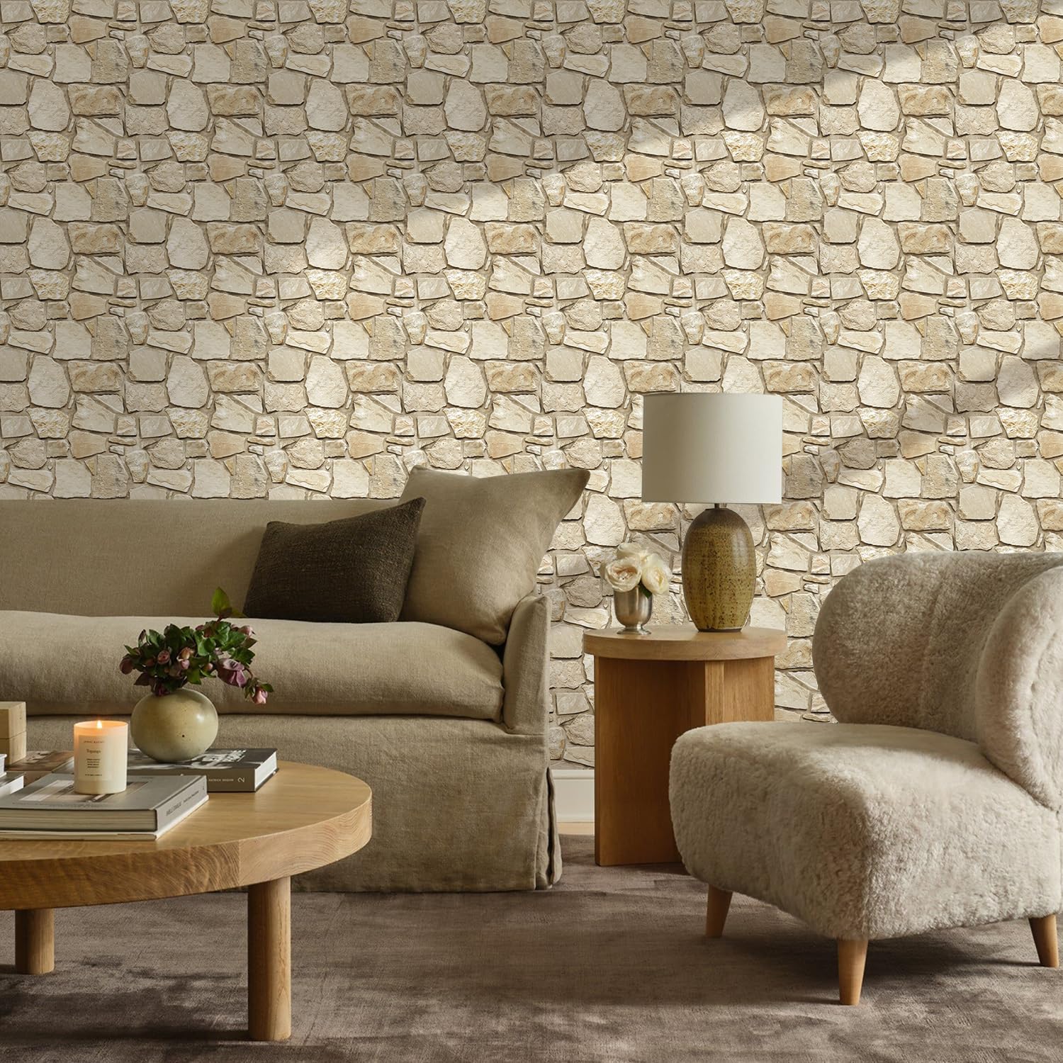 Commomy Panneaux Muraux 3D Effet Pierre Brique Autocollant, 10 Pièces, Papier Peint Brique Auto Adhesif Mural 3D, 30 x 30 cm, PVC Revêtement Mural Imperméable pour Salon Cuisine Cheminée Chambre