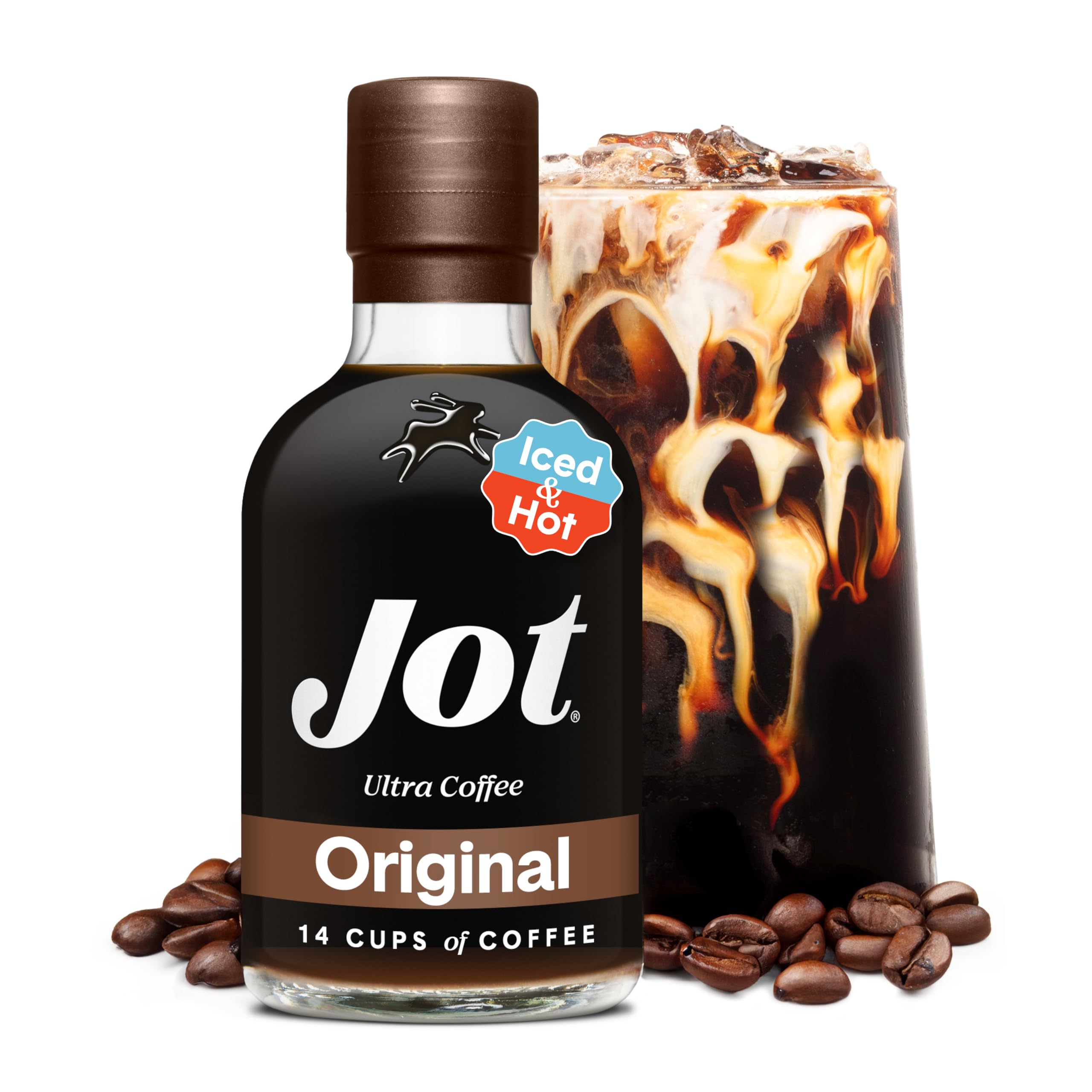 Jot Coffee Concentrate (Original) High Caffeine Cold Brew Coffee Concentrate Liquid for Iced Coffees, Instant Espresso, Hot or Cold Instant Coffees - Makes 14 Cups, 150mg Caffeine/Tbsp, Sugar Free