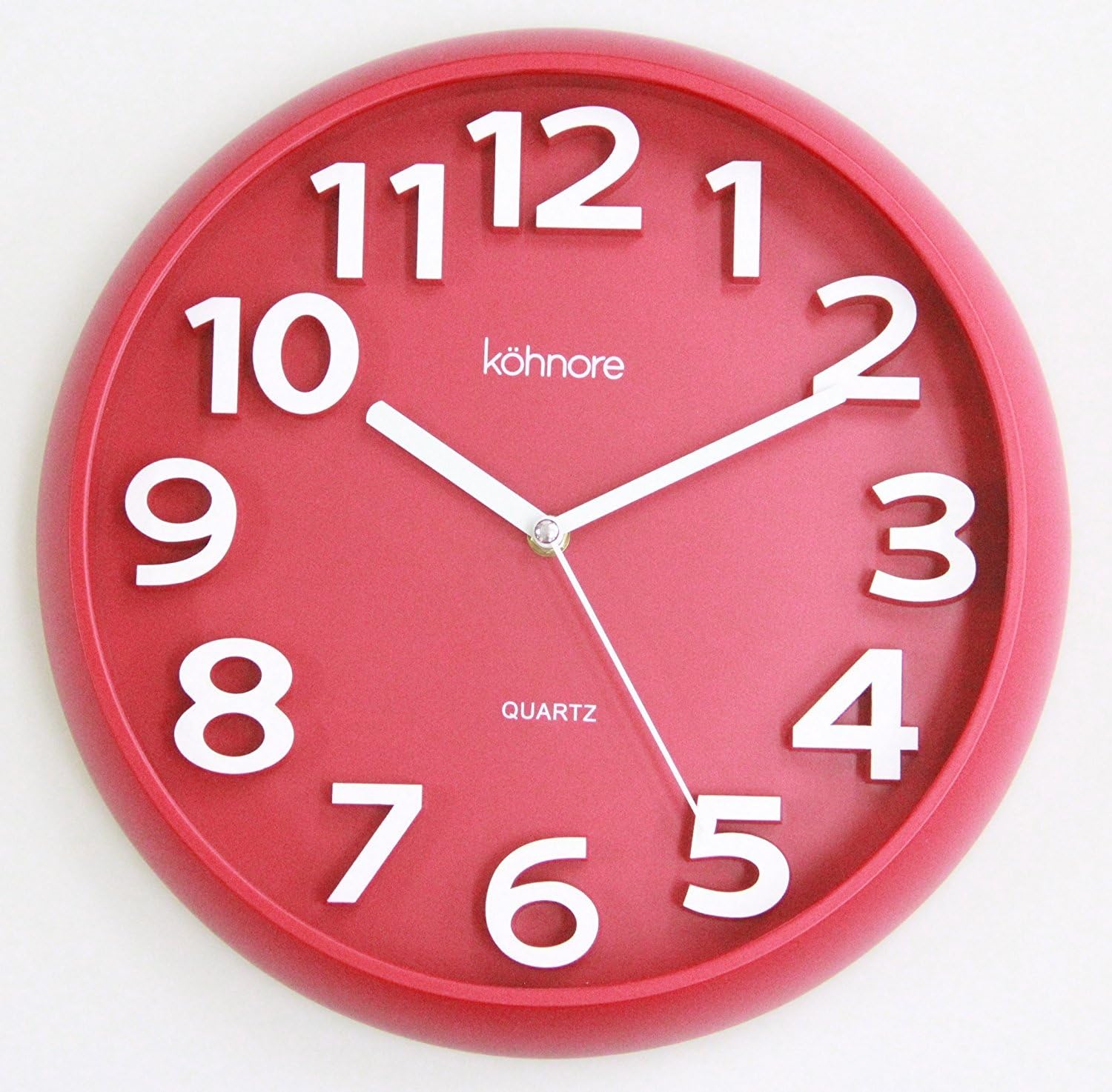 3D Modern Contemporary Quiet Wall Clock 13inch Round Red