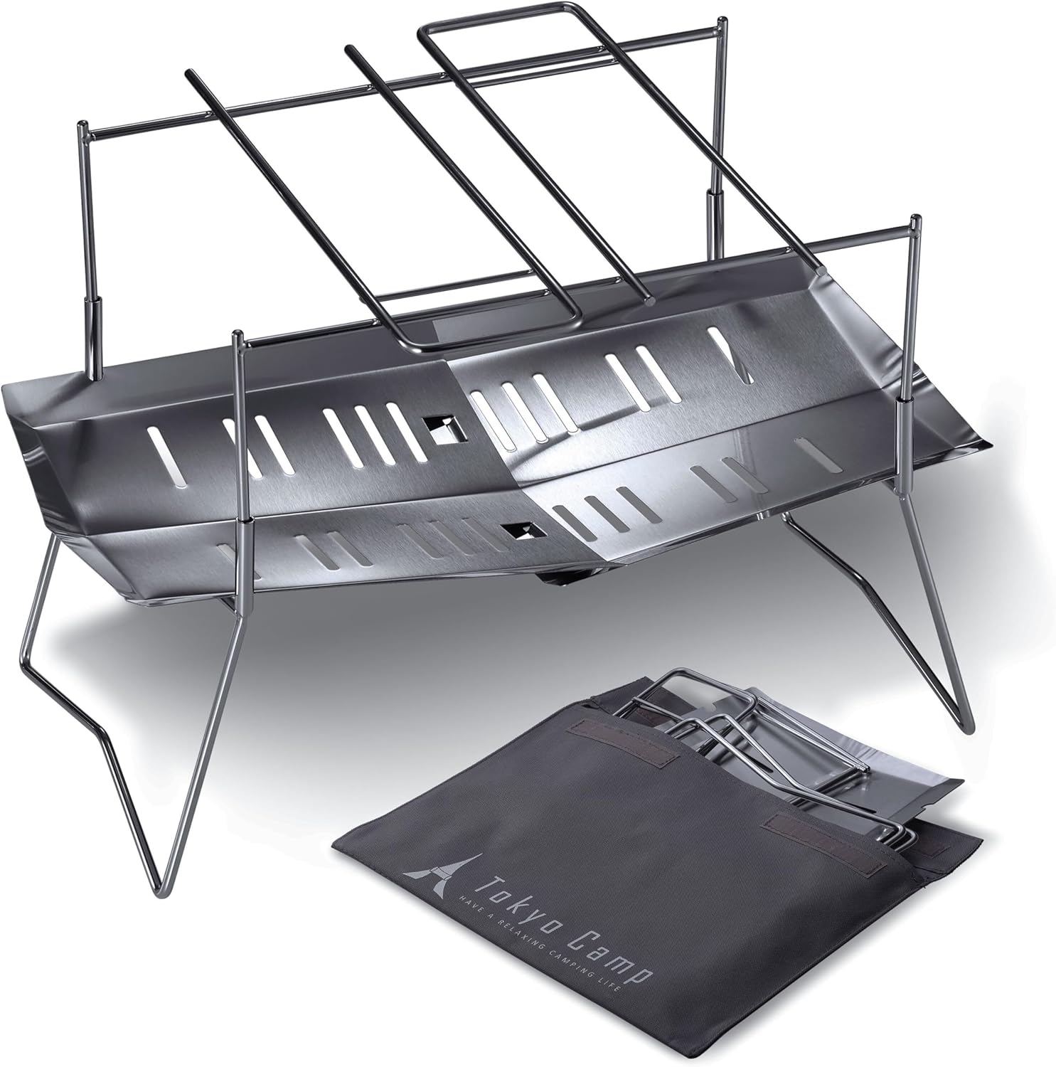 TokyoCamp HAKOSUKA Portable Fire Pit, Foldable Stainless Steel Wood Burning Stove, 11.9 x 8.5 x 10.6 in, Supports up to 44 lb Firewood, Lightweight Grill for Camping, BBQ & Bonfire TokyoCamp HAKOSUKA Portable Fire Pit, Foldable Stainless Steel Wood Burning Stove, 11.9 x 8.5 x 10.6 in, Supports up to 44 lb Firewood, Lightweight Grill for Camping, BBQ & Bonfire