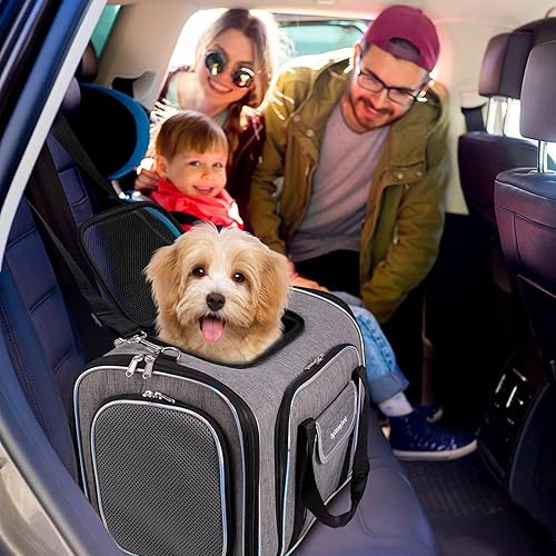 Miniatura 3 de Bolsa de viaje expandible de 4 lados para gatos, aprobada por aerolíneas, plegable, de lados suaves, transportador de mascotas sexpandable, bolsa de