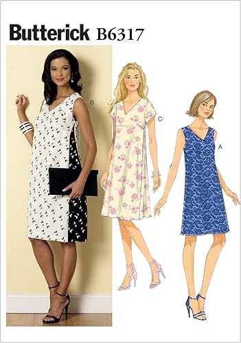 BUTTERICK PATTERNS B6317 Vestidos con cuello en V para señoritas, talla A5 (6-8-10-12-14)