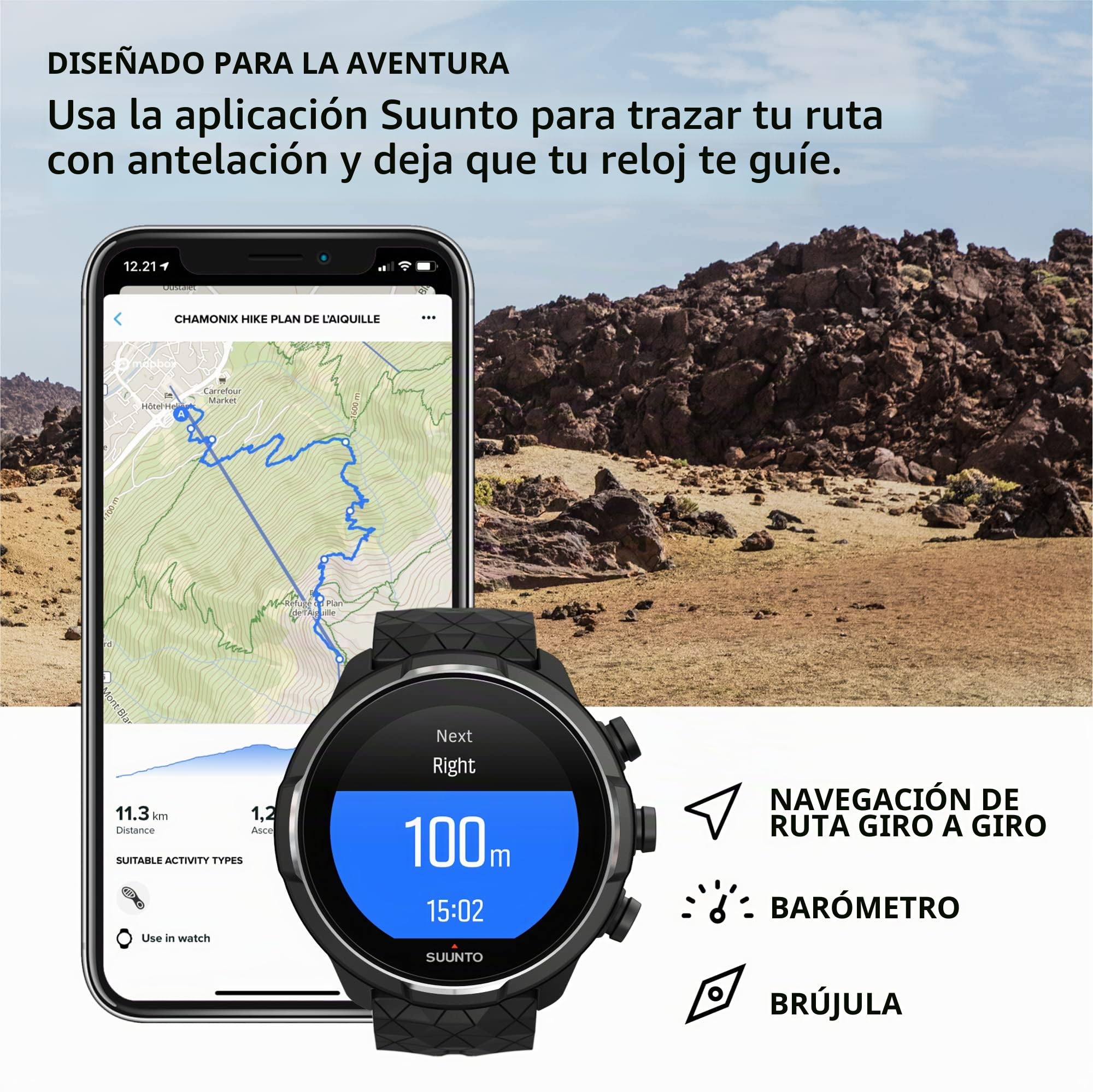 Suunto 9 Baro Reloj deportivo GPS con batería de larga duración y medición del ritmo cardiaco en la muñeca