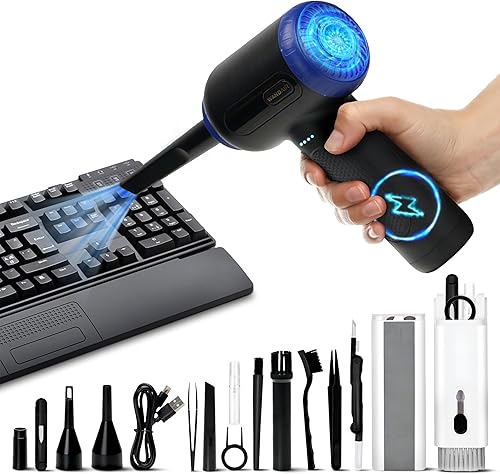Compresor eléctrico de aire  Batería recargable USB-C de 6,000 mAh  90,000 RPM, reutilizable, limpiador de teclado inalámbrico para oficina,