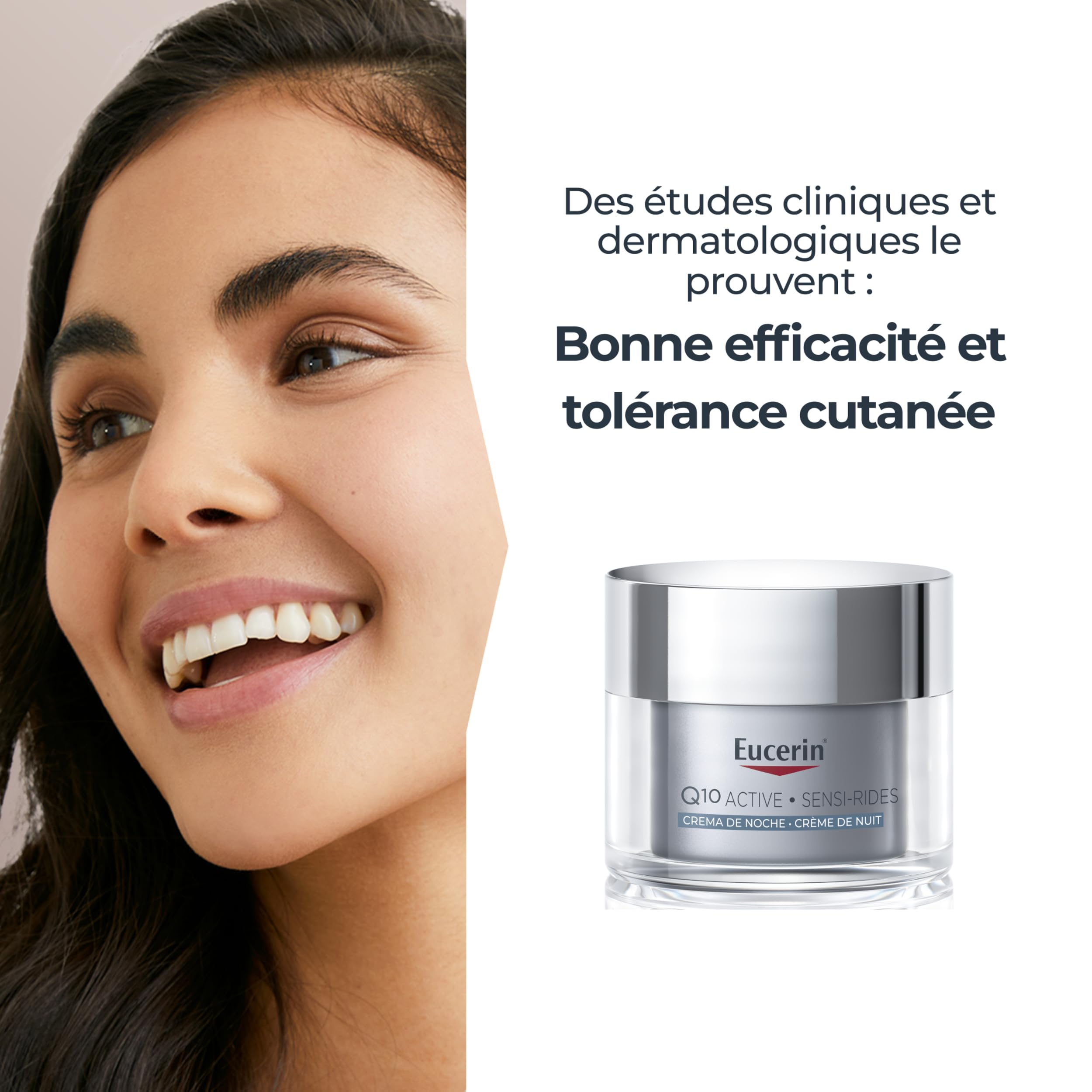 Eucerin Sensi-Rides Crème de Nuit Anti-Rides, Soin Hydratant au Q10, 50 ml