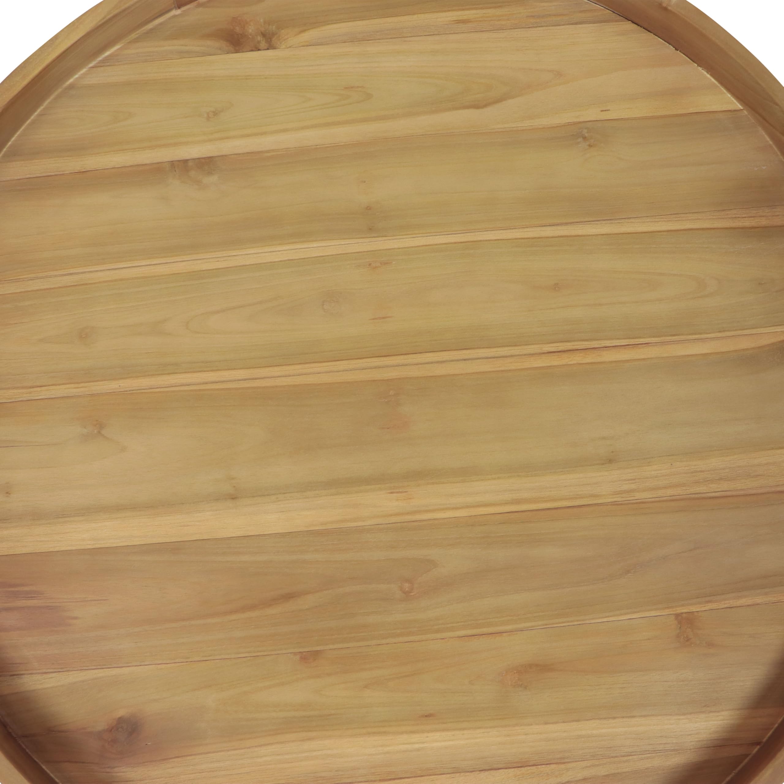 AXI Dewi Bandeja Redonda de Madera de Teca Diam 60 cm | Plato con Asas Abiertas y Borde Elevado Bebidas, Vasos y Accesorios.