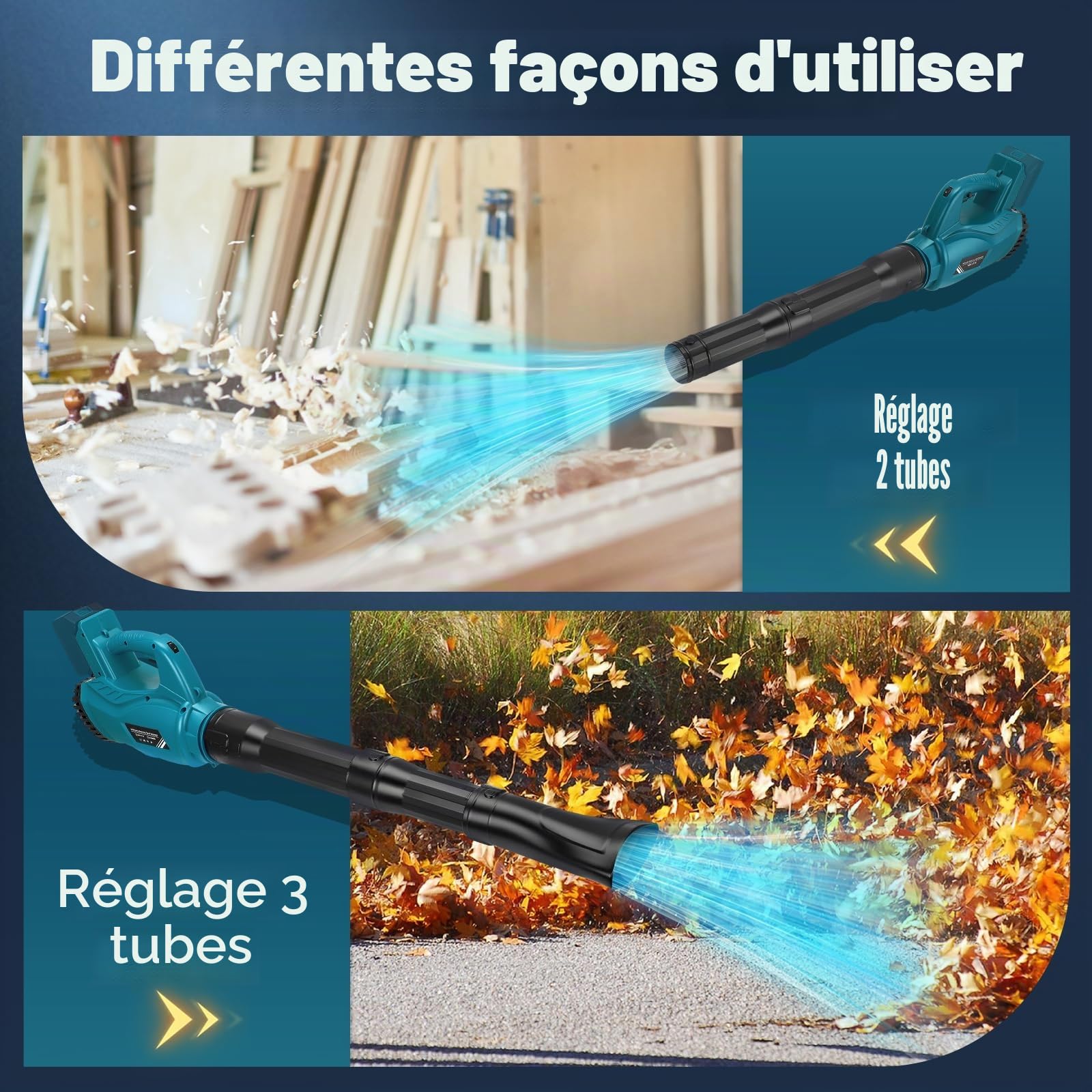 Souffleur à poussière électrique compatible avec batterie Makita 18 V, 6 réglages de vitesse jusqu'à 297 km/h, grand volume pour la construction, la maison, le jardin, l'entretien de la pelouse