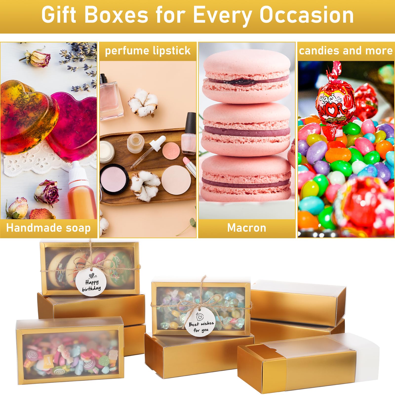 Snapklik.com : Roowest 50 Sets Kraft Gift Boxes Rectangle Kraft Paper ...