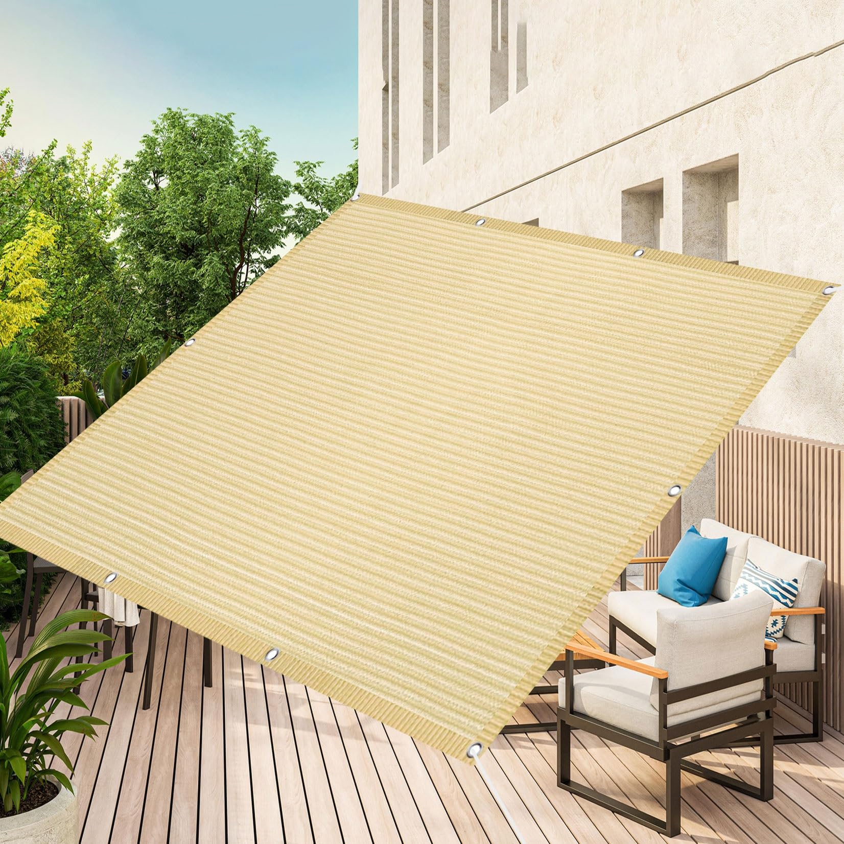 Voile d'ombrage respirant rectangle 145x295 filet ombrage extérieur balcon