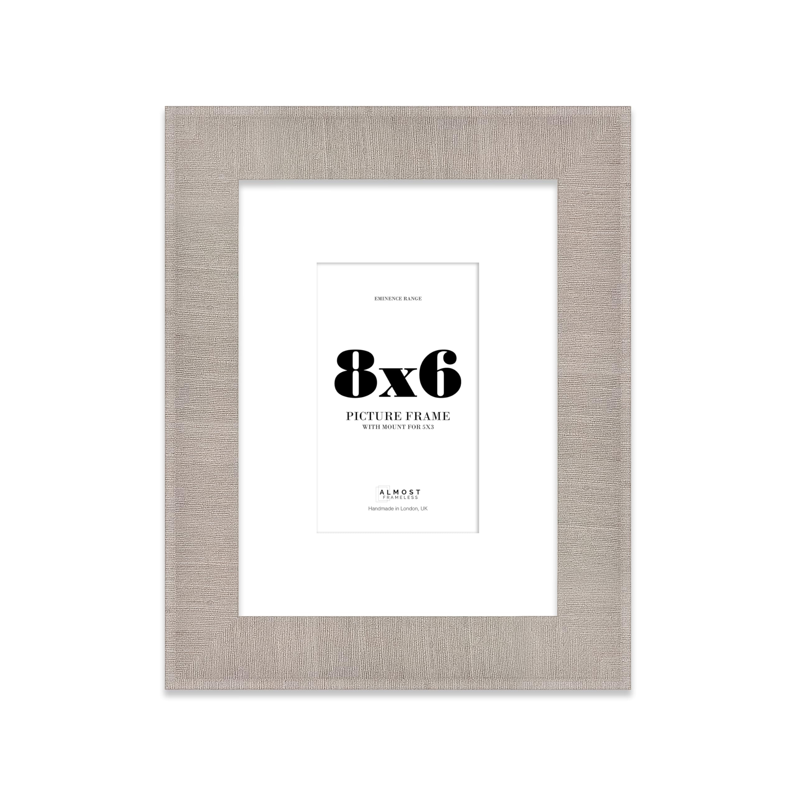 8x6" Grey Picture Frame with 5x3" Mount - Shabby Chic Photo Frame with Distressed Finish, Wall Hooks and Kickstand, 32mm Edge - 1 Pack