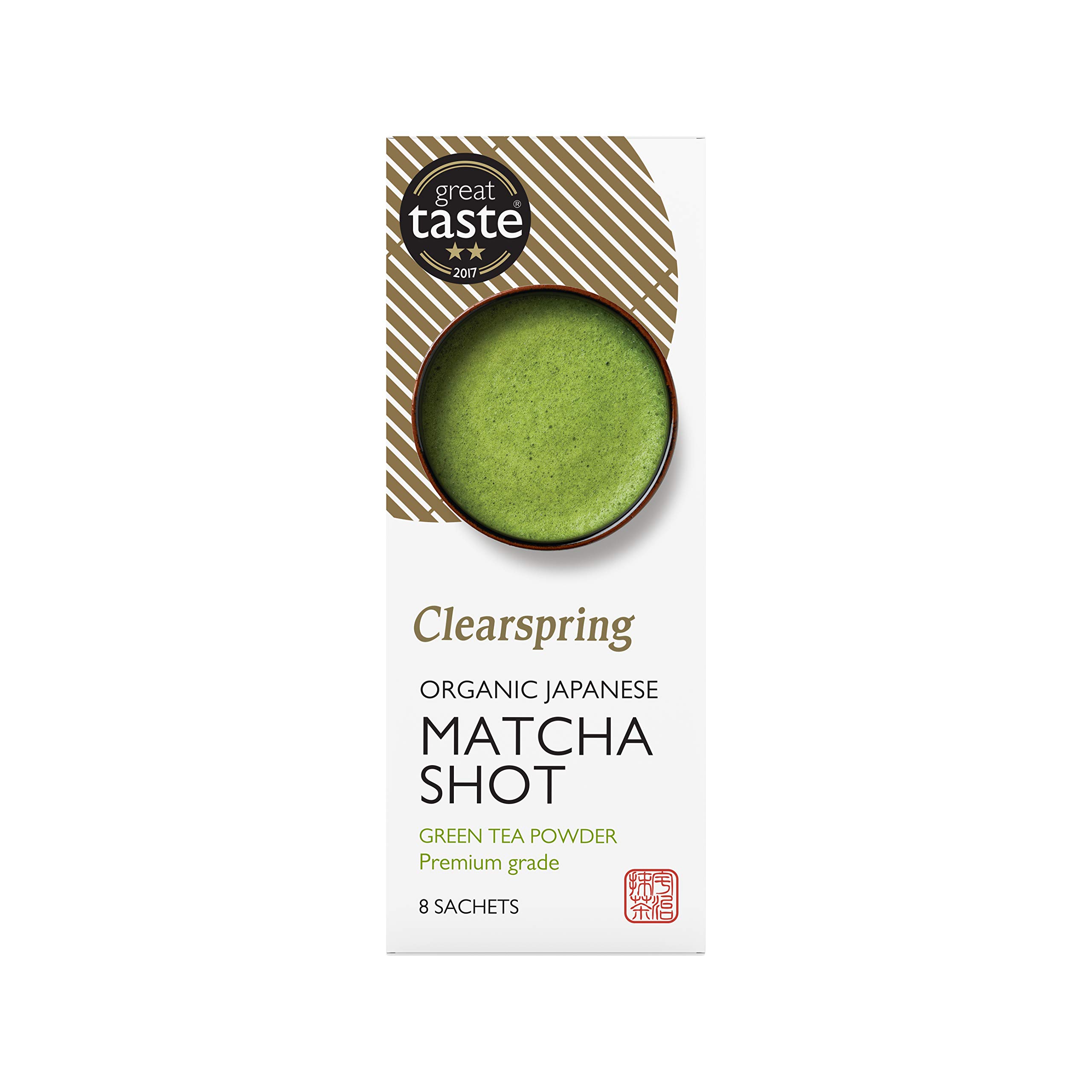 Clearspring Organic Japanese Matcha Shot | Premium Grade | 8 x 1g Sachets | Shade Grown in Uji, Kyoto | Organic | Vegan | Kosher