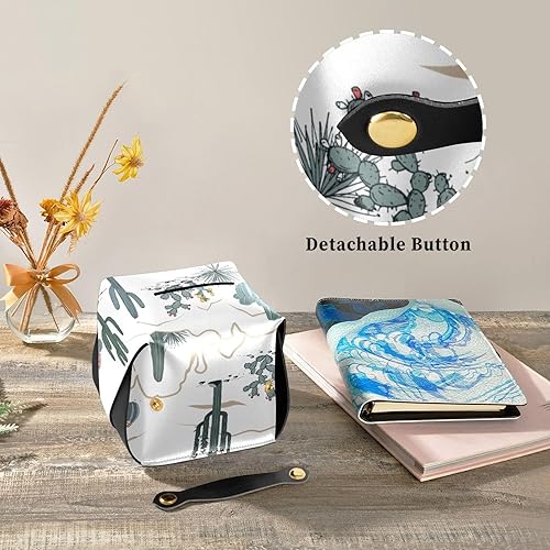 Miniatura 3 de Tissue Box Cover Square Cacti West Tissue Box Holder for Bathroom, PU Leather Facial Kleenex Tissue Box Cube for Car Office