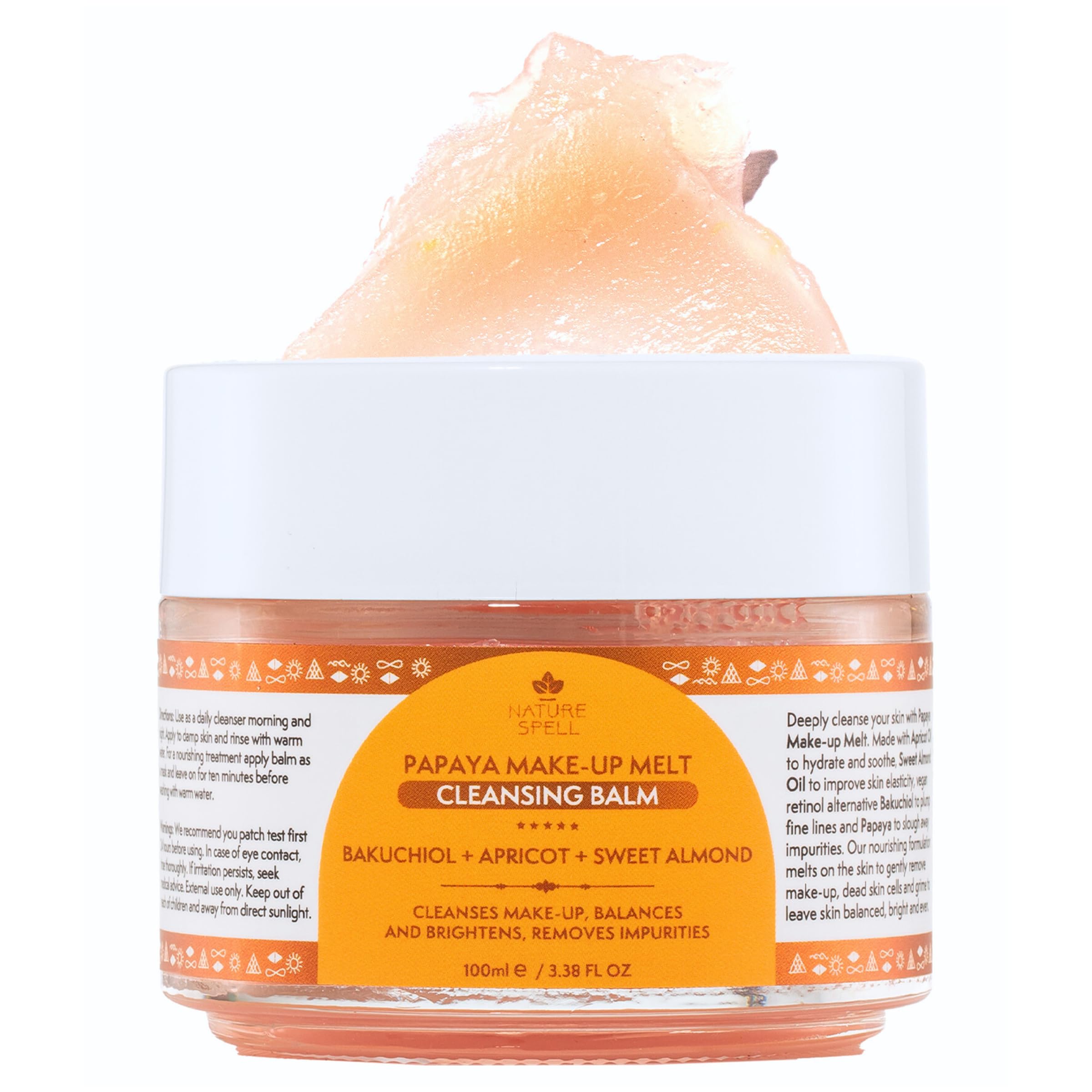 Papaya Cleansing Balm, Gently Removes Makeup & Hydrates Skin, Infused with Bakuchiol & Apricot, Vegan, 100ml