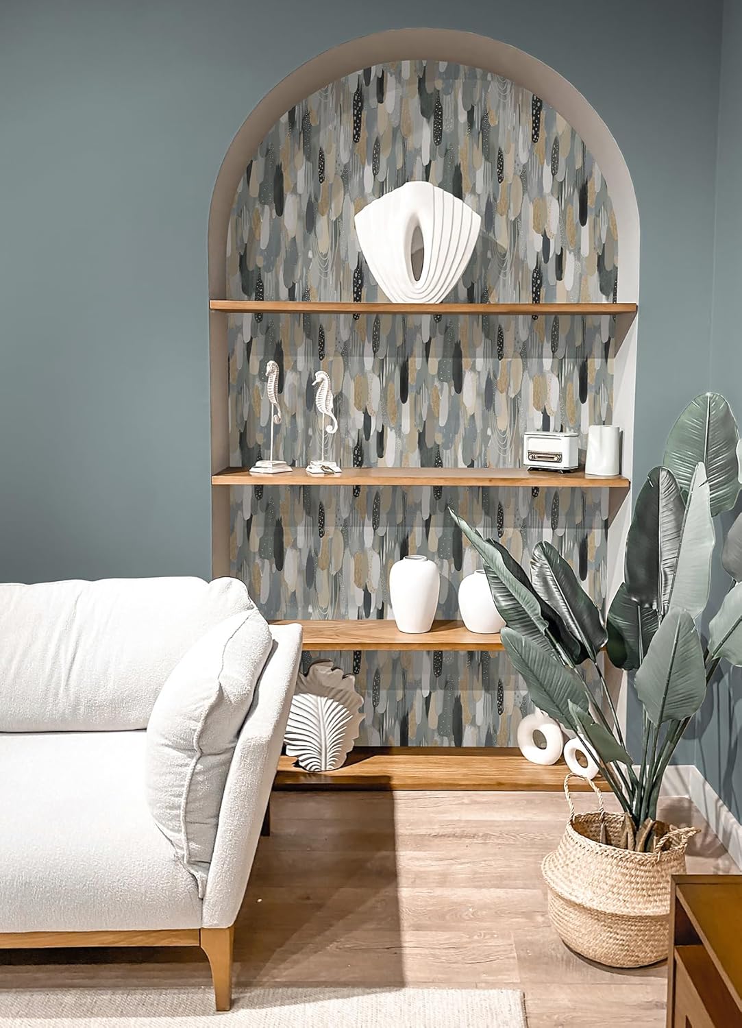 Neutral Brushstroke Peel and Stick Wallpaper Roll