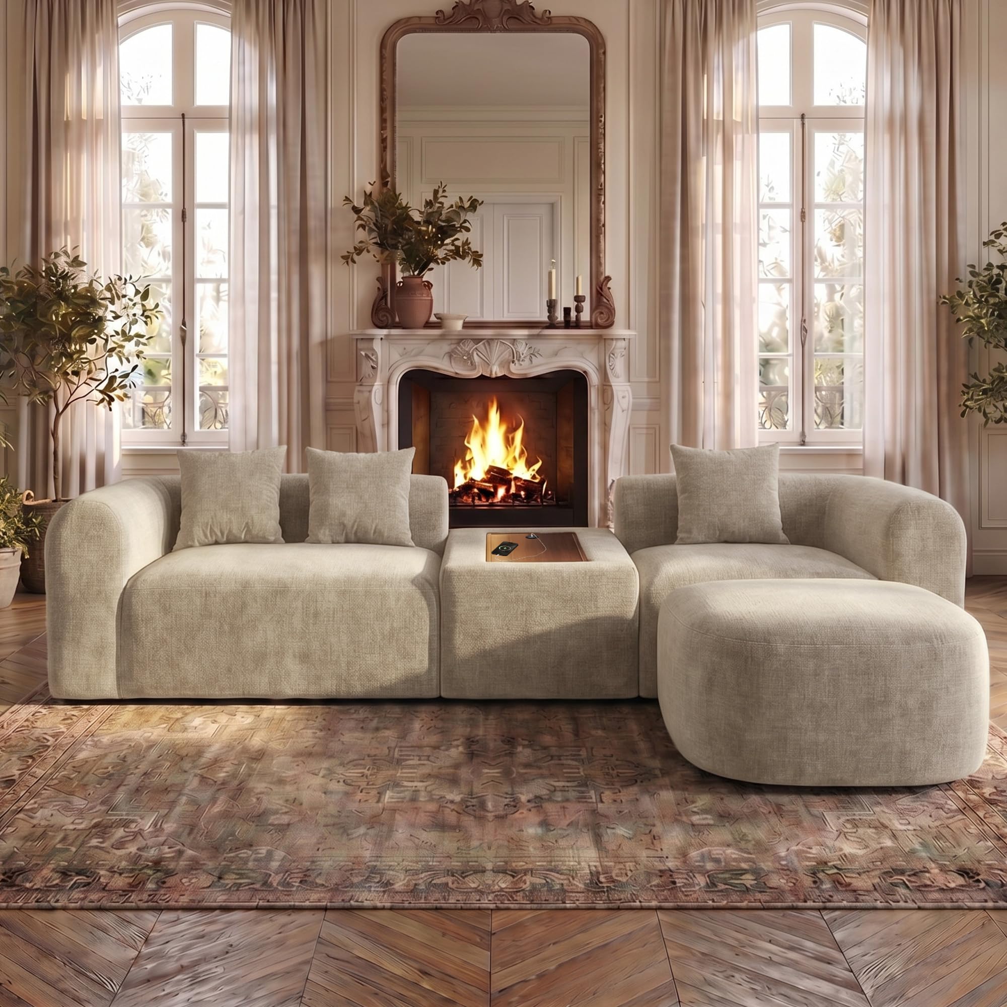 OUYESSIR 120 inch Curved Modular Sectional Sofa
