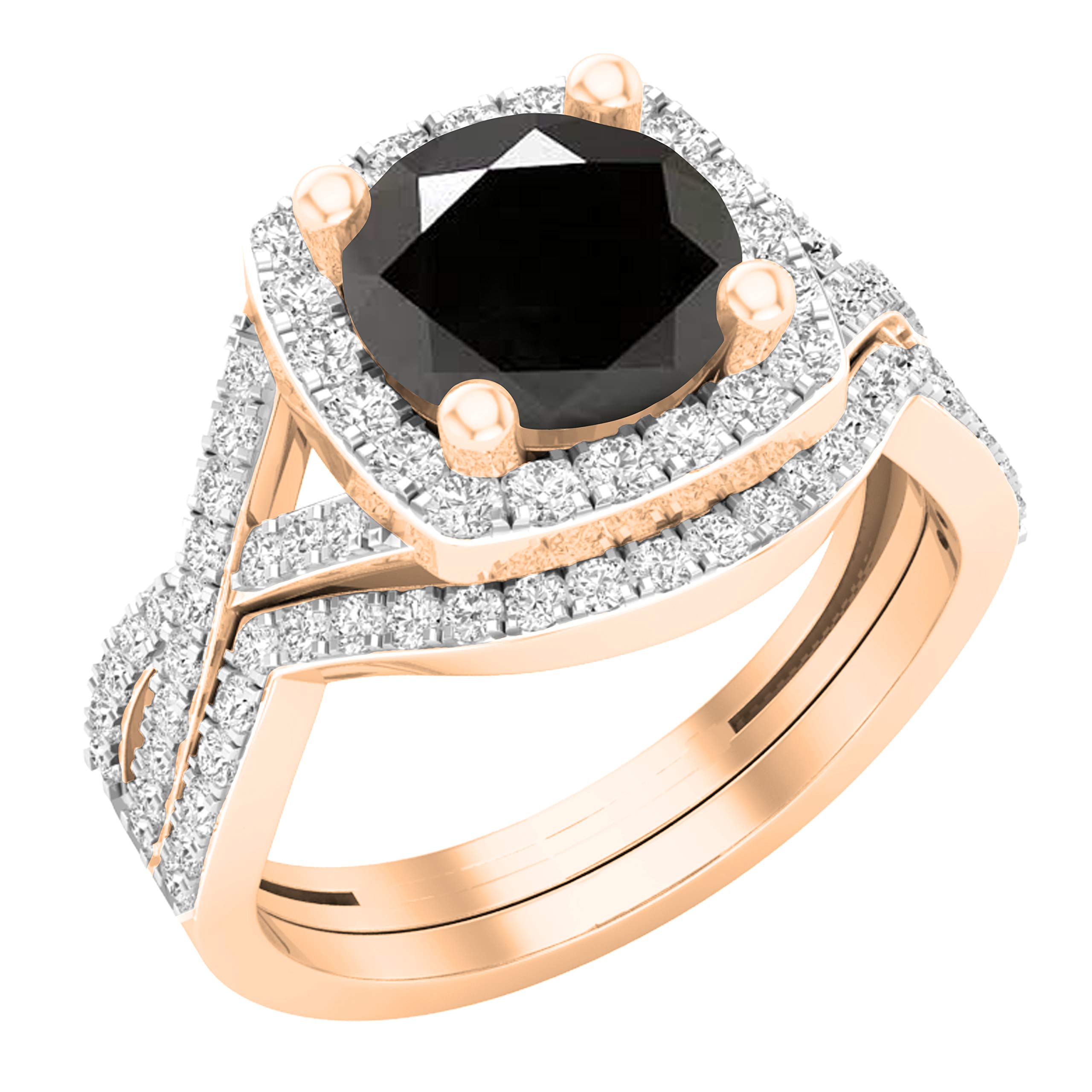 DazzlingRock Collection 14 quilates oro rosa redonda Black White diamanre negro