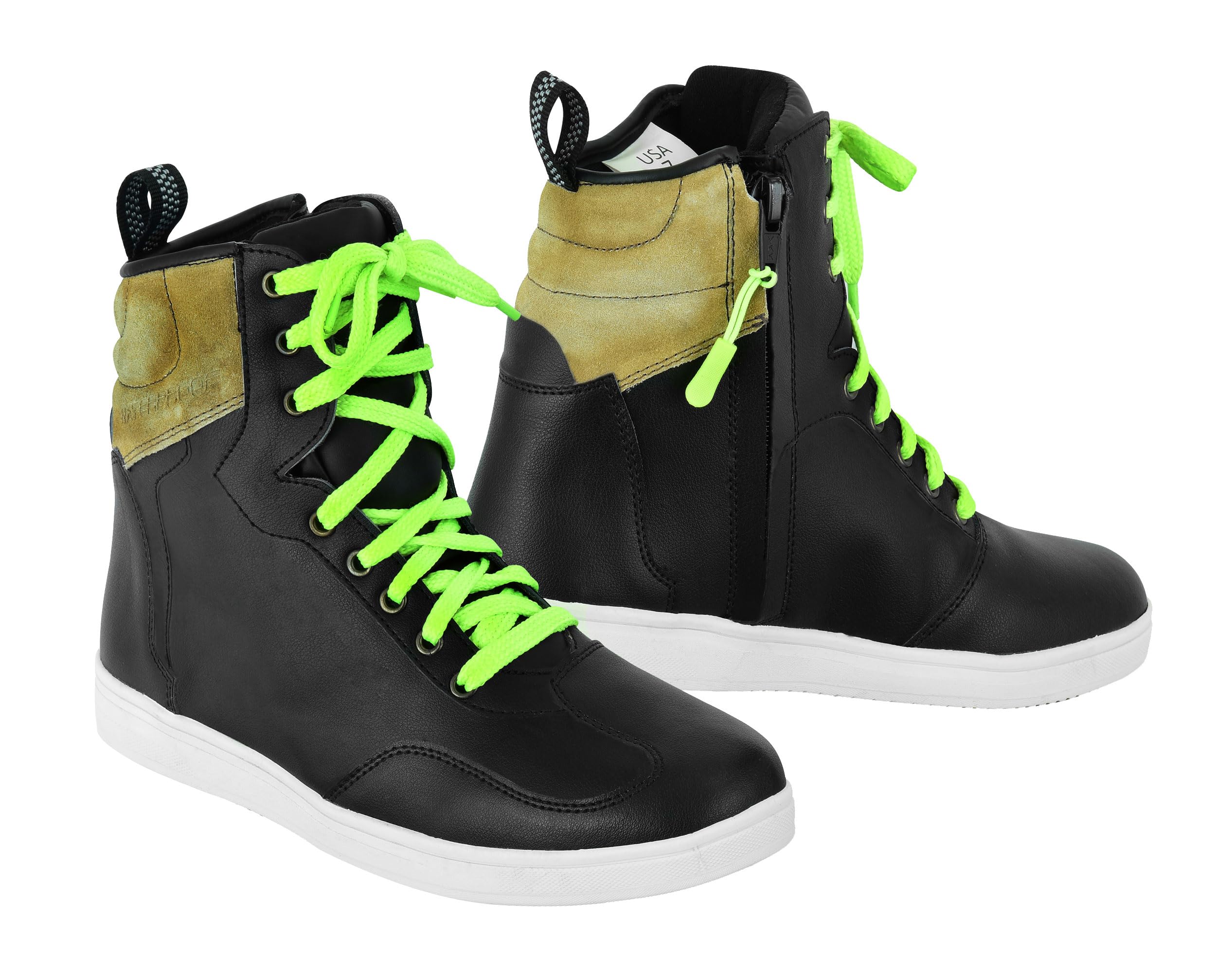 Hive Moto Leather Motorcycle Shoes Reinforced Toe and Heel Motocross Sneakers for Men's Motorbike Touring Non-Slip Rubber Sole CE Boots