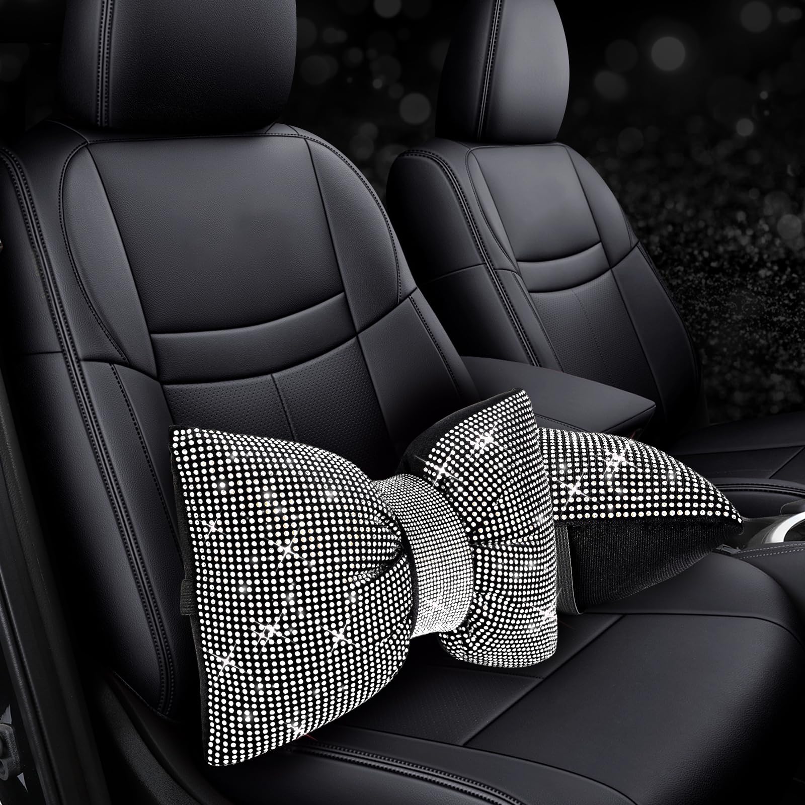 Lot De 2 Oreillers De Voiture Avec Nœud En Strass Pour Appuie-tête
