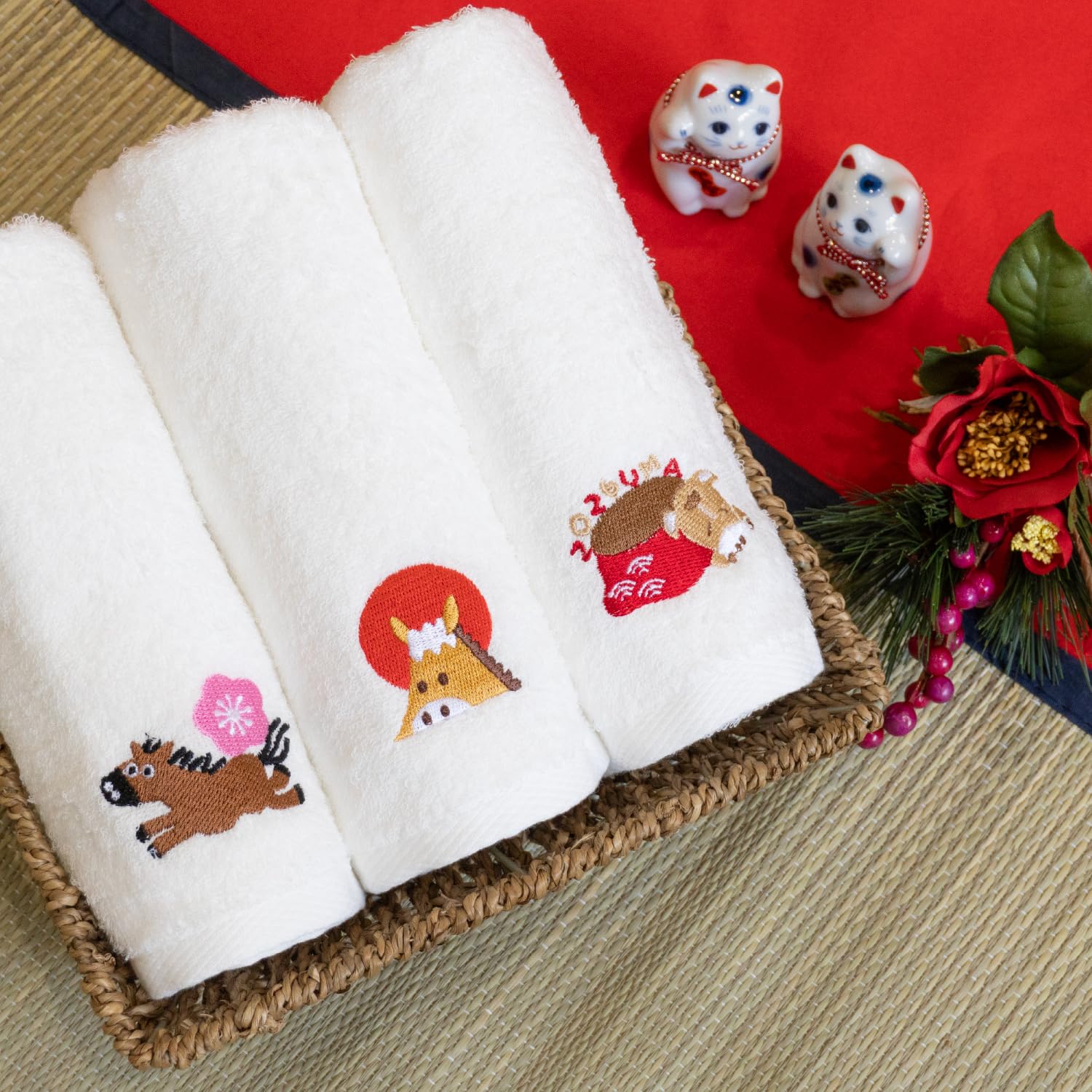 Amazon｜オルタ(oruTa) 干支タオル 泉州 刺繍 午年 10枚セット 個包装