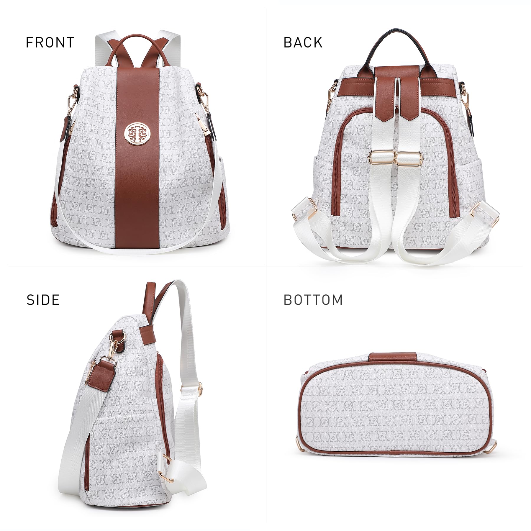 MKP COLLECTION Modischer Damen-Rucksack, Geldbörse, mehrere Taschen, Anti-Diebstahl-Rucksack, Reise-Umhängetasche, Handtaschen-Set, 2-teilig