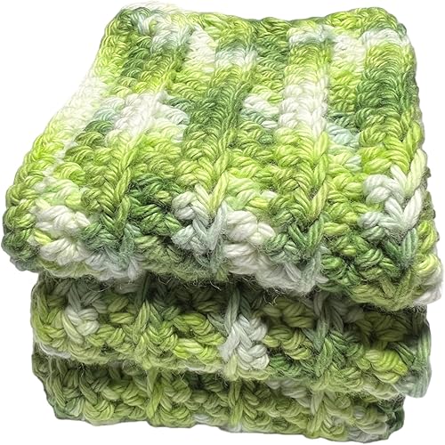 Crochet Washcloths Set of 3, 100% cotton, Dish Towels, Dish cloths, Lime, Green, White linen, Hand towels, washcloth for baby, Baby wipes