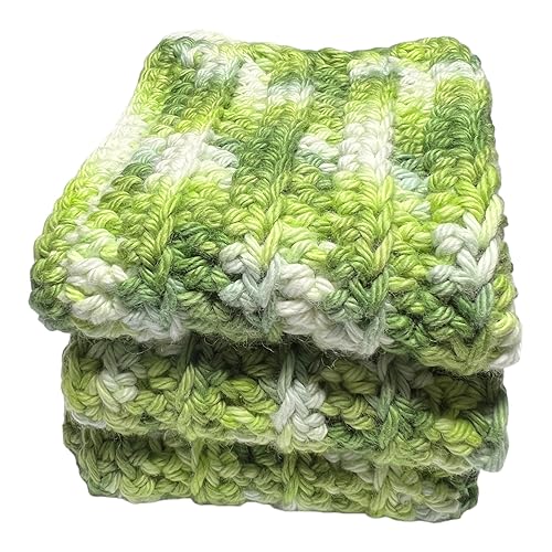 Crochet Washcloths Set of 3, 100% cotton, Dish Towels, Dish cloths, Lime, Green, White linen, Hand towels, washcloth for baby, Baby wipes