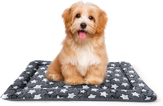Tapis de lit pour chiens, matelas de chauffage réversible et de refroidissement pour chiens , lit de chat, doux, essentiels pour chiots, tapis de caisse pour chat à la machine pour Kennel, cage, utilisation intérieure/extérieure, gris, moyen (30x18x1.1) in/76x46x3 cm)