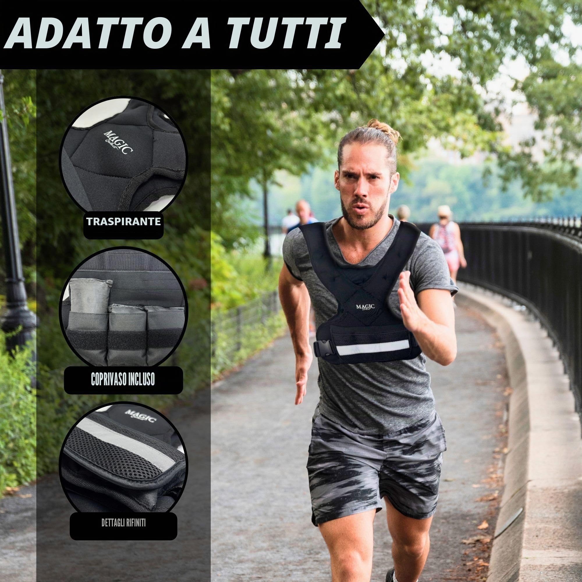 Giubbotto Zavorrato. Gilet Pesi da Allenamento. Gilet Pesi Sabbia con Peso Regolabile 5 kg,Pesi Inclusi. Giubbotto Zavorrato Compatto con Pesi per la Corsa, Palestra in Casa, Crossfit.